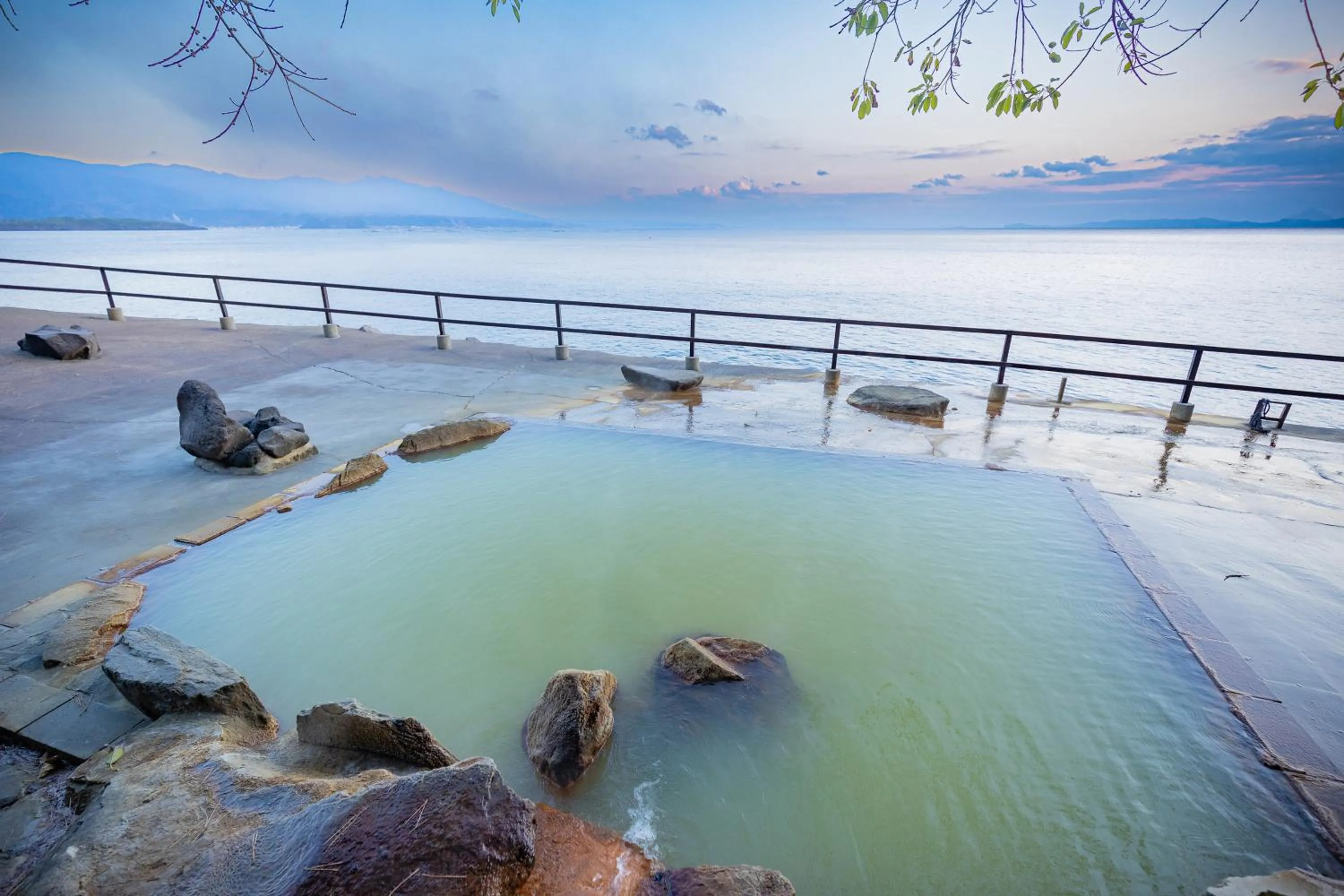 Open Air Bath in Sakurajima Seaside Hotel