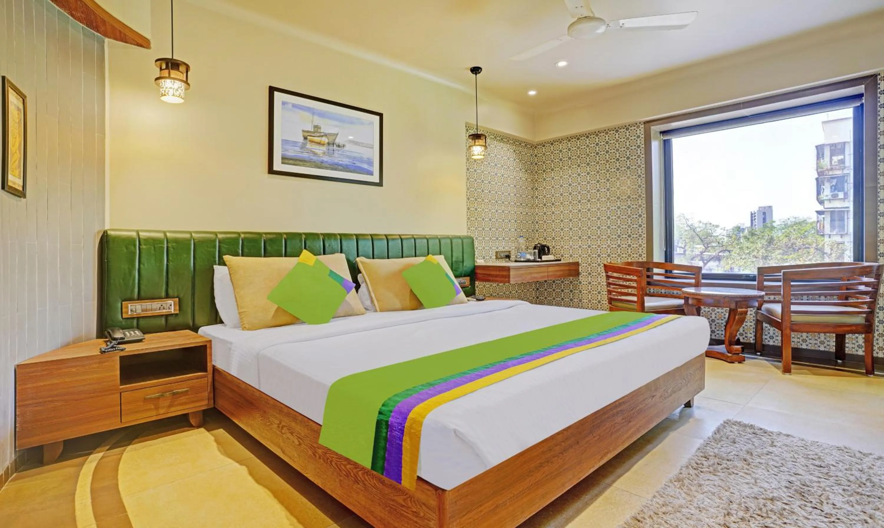 Bedroom, Bed in Treebo Olive Nest