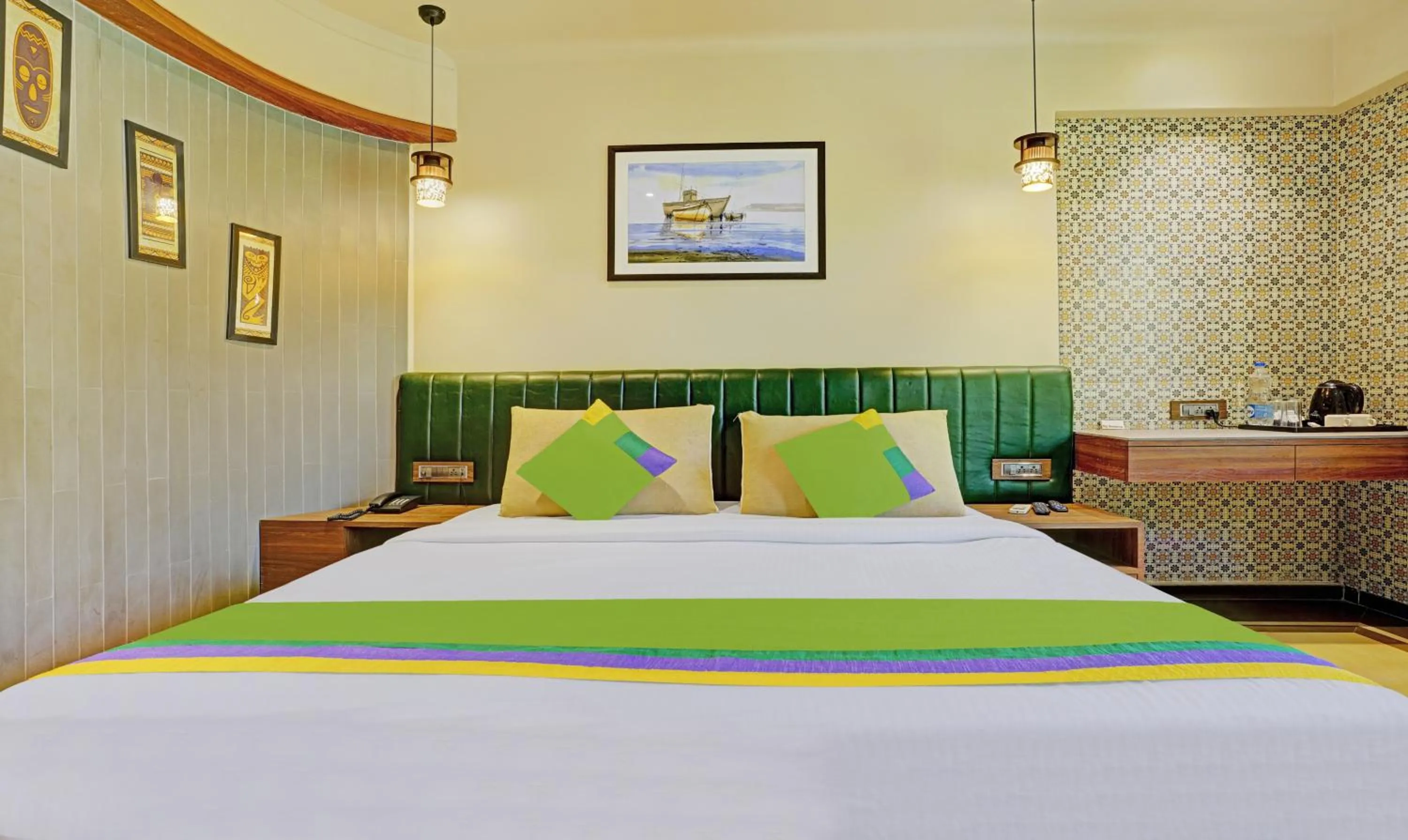 Bedroom, Bed in Treebo Olive Nest