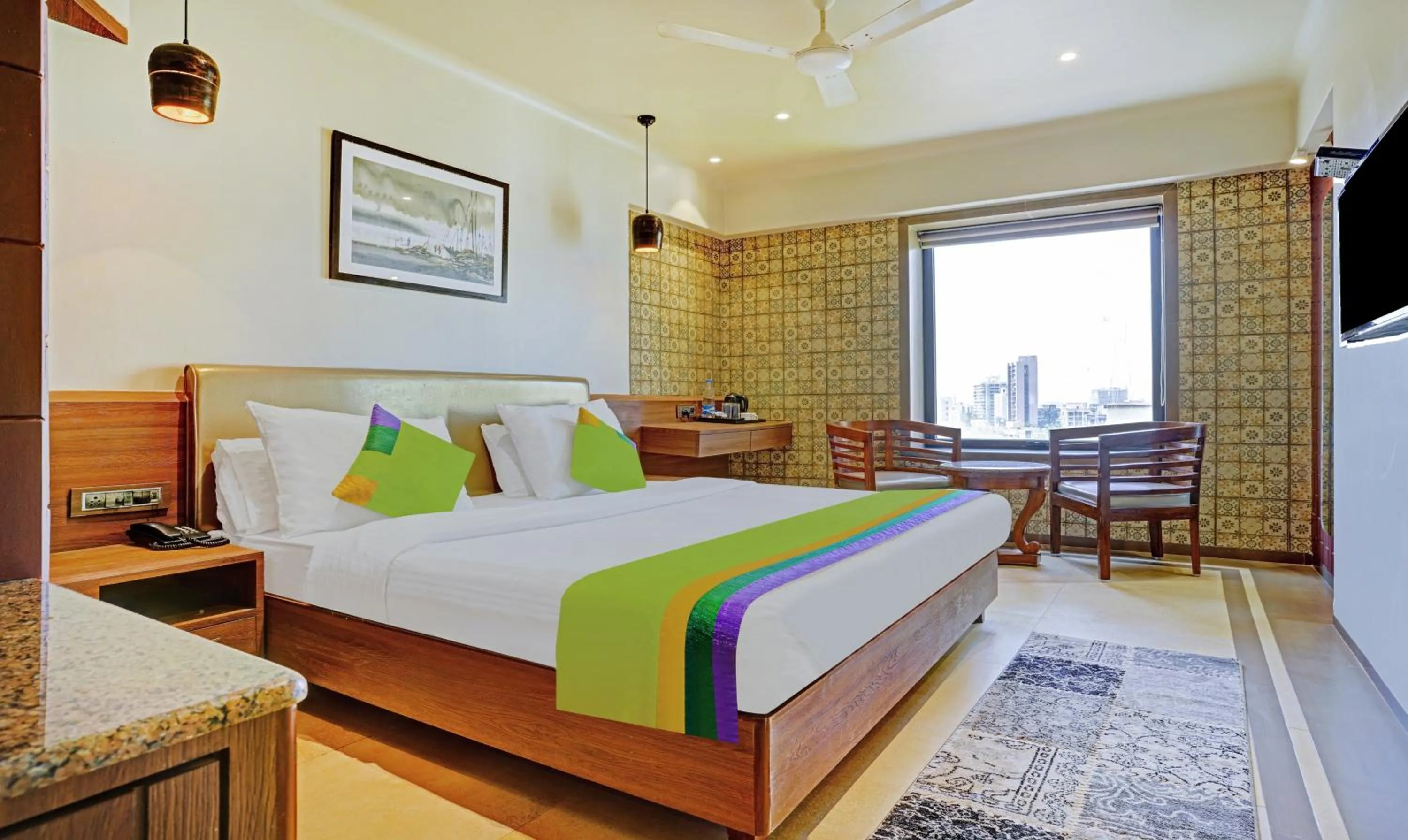 Bedroom, Bed in Treebo Olive Nest