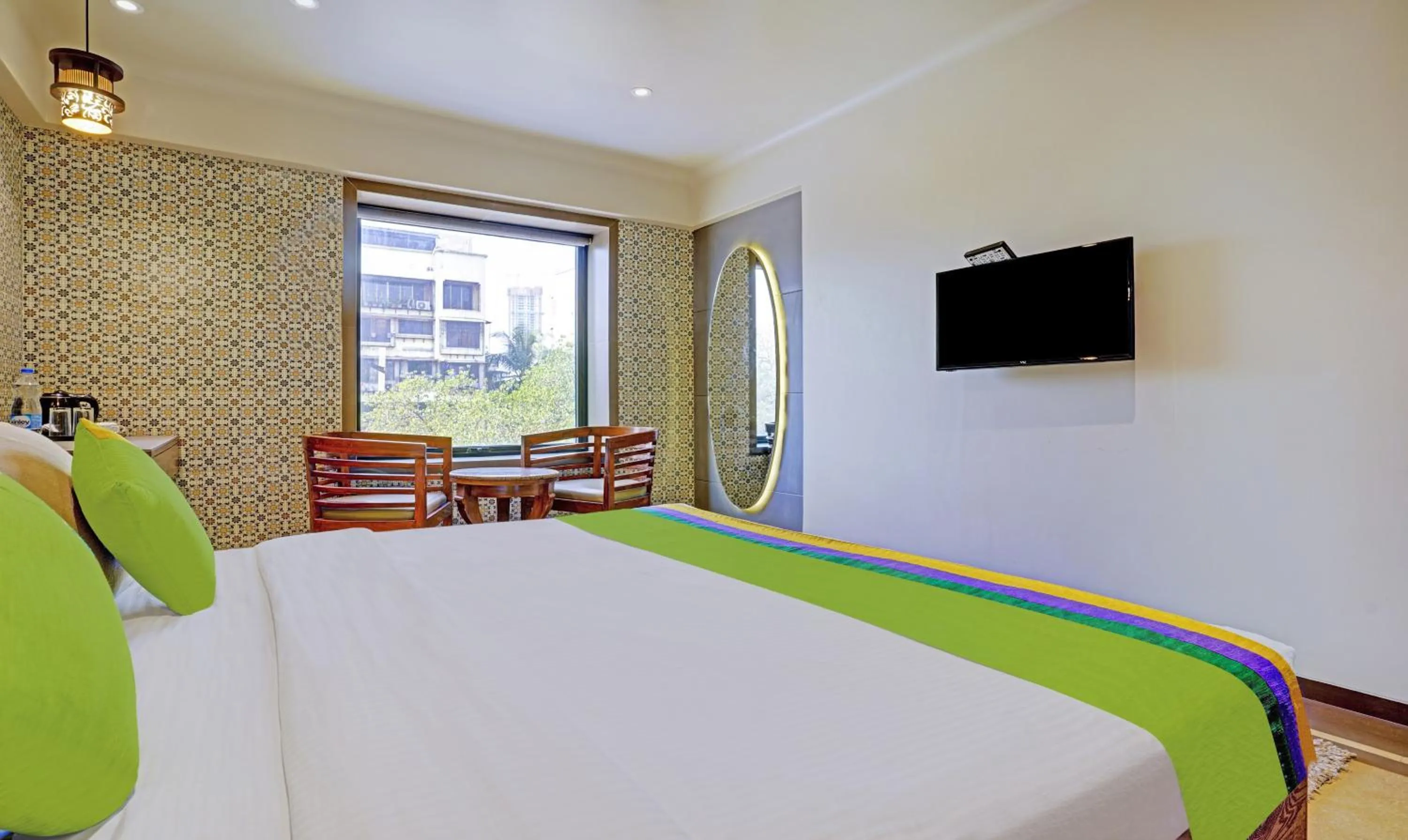 Bedroom, Bed in Treebo Olive Nest