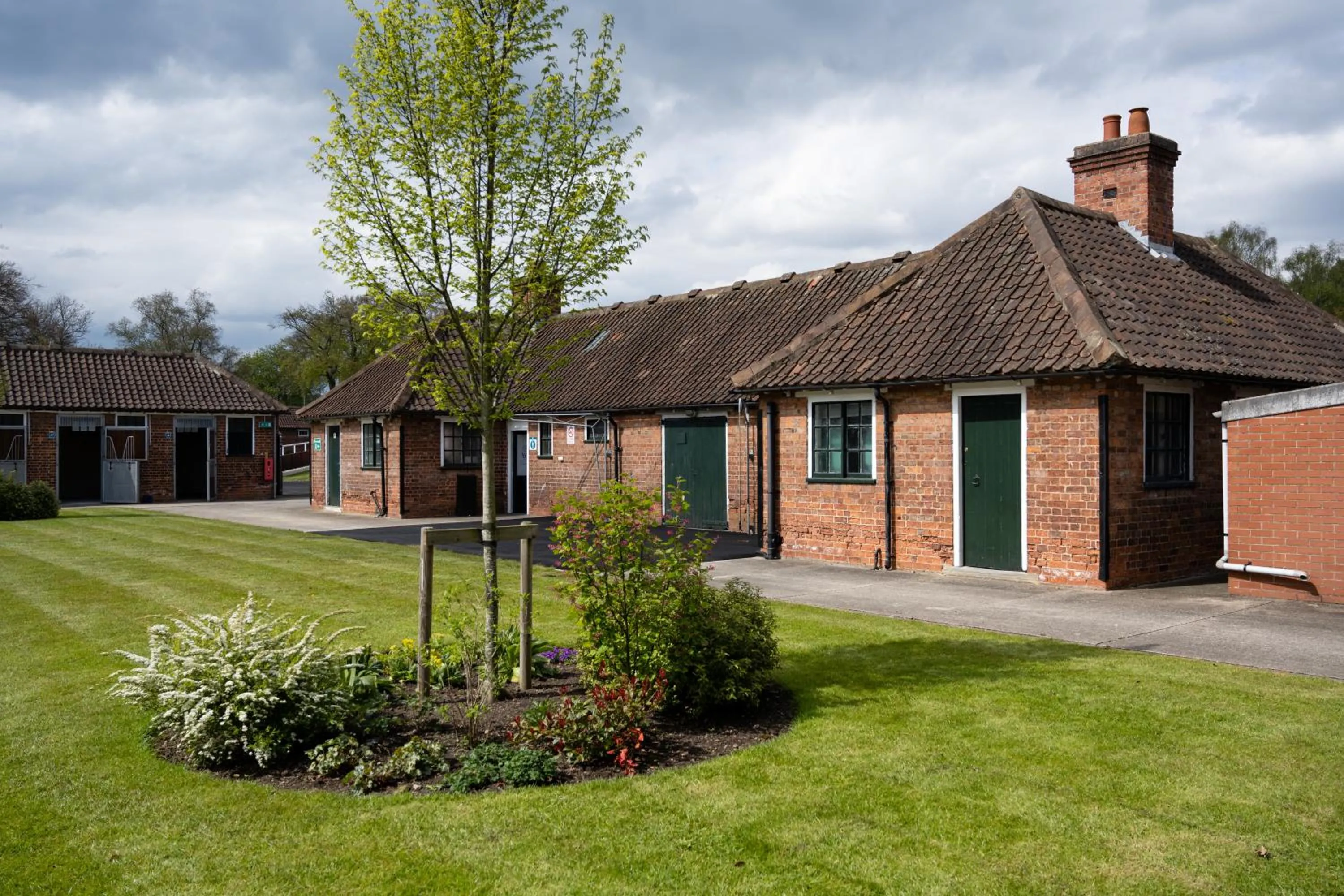 Garden view in Stableside Hostel at York Racecourse