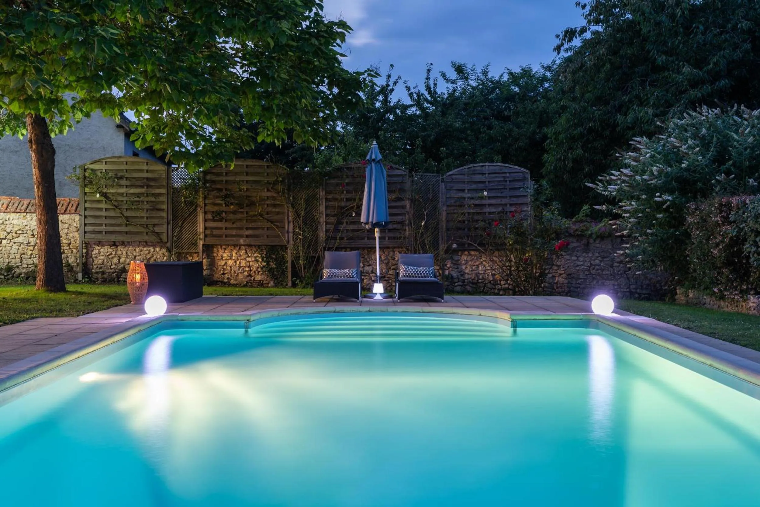 Pool view in Le Clos de La Rousselière B and B
