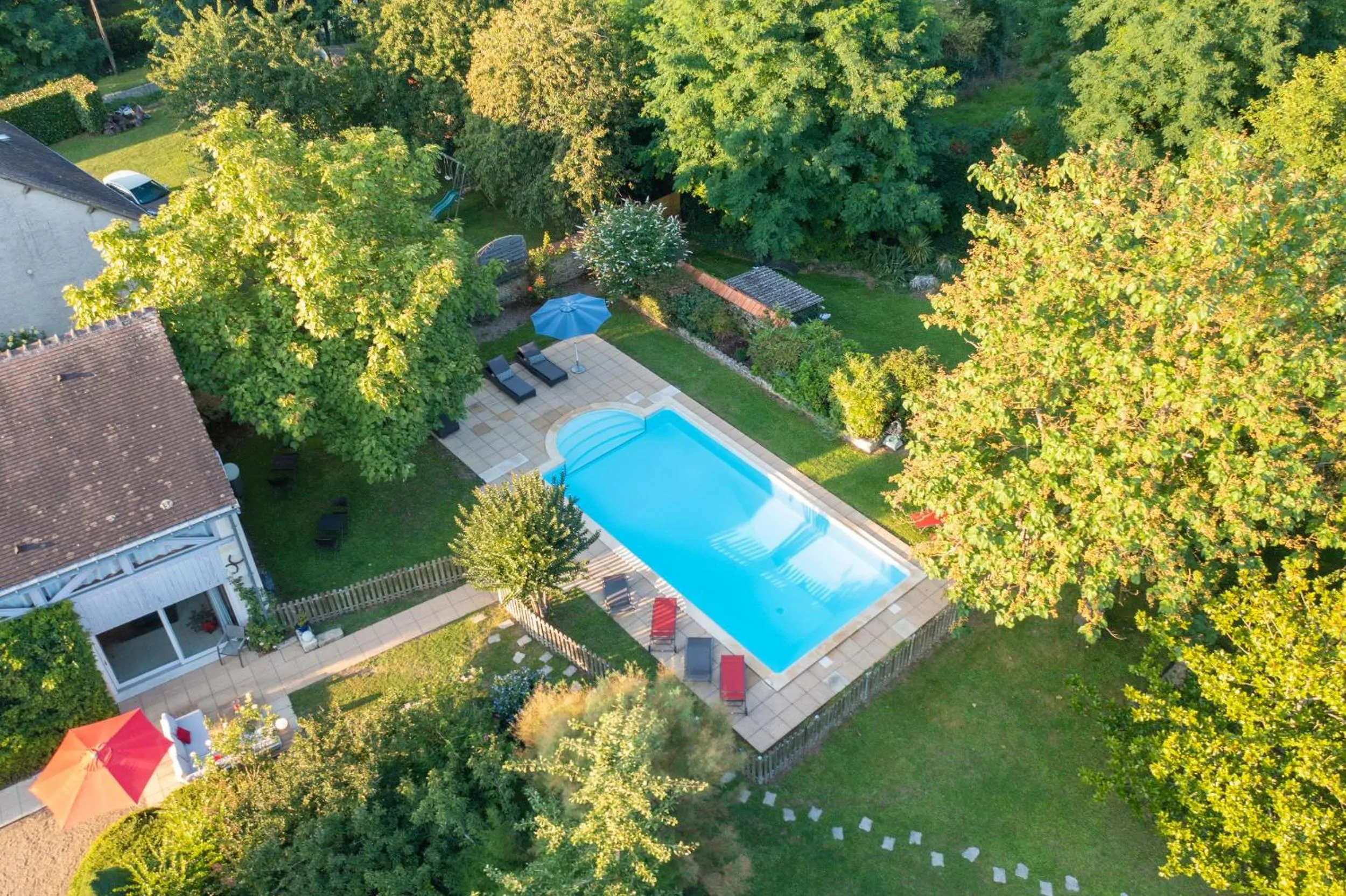 Pool view in Le Clos de La Rousselière B and B