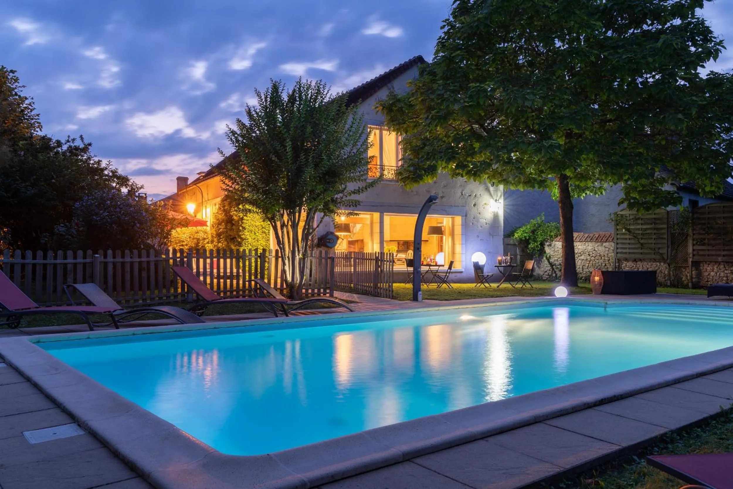 Pool view in Le Clos de La Rousselière B and B