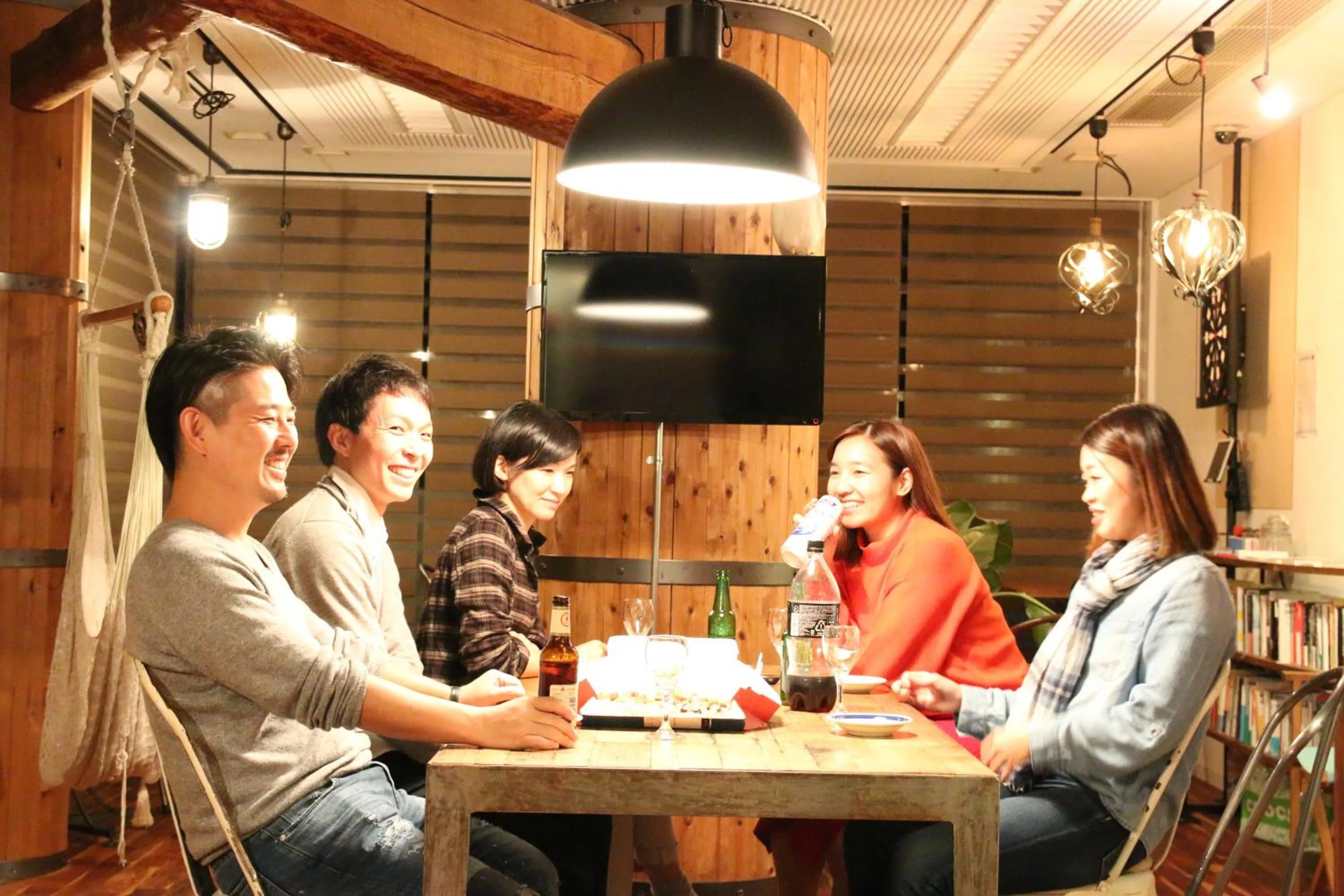 People in 365BASE outdoor hostel