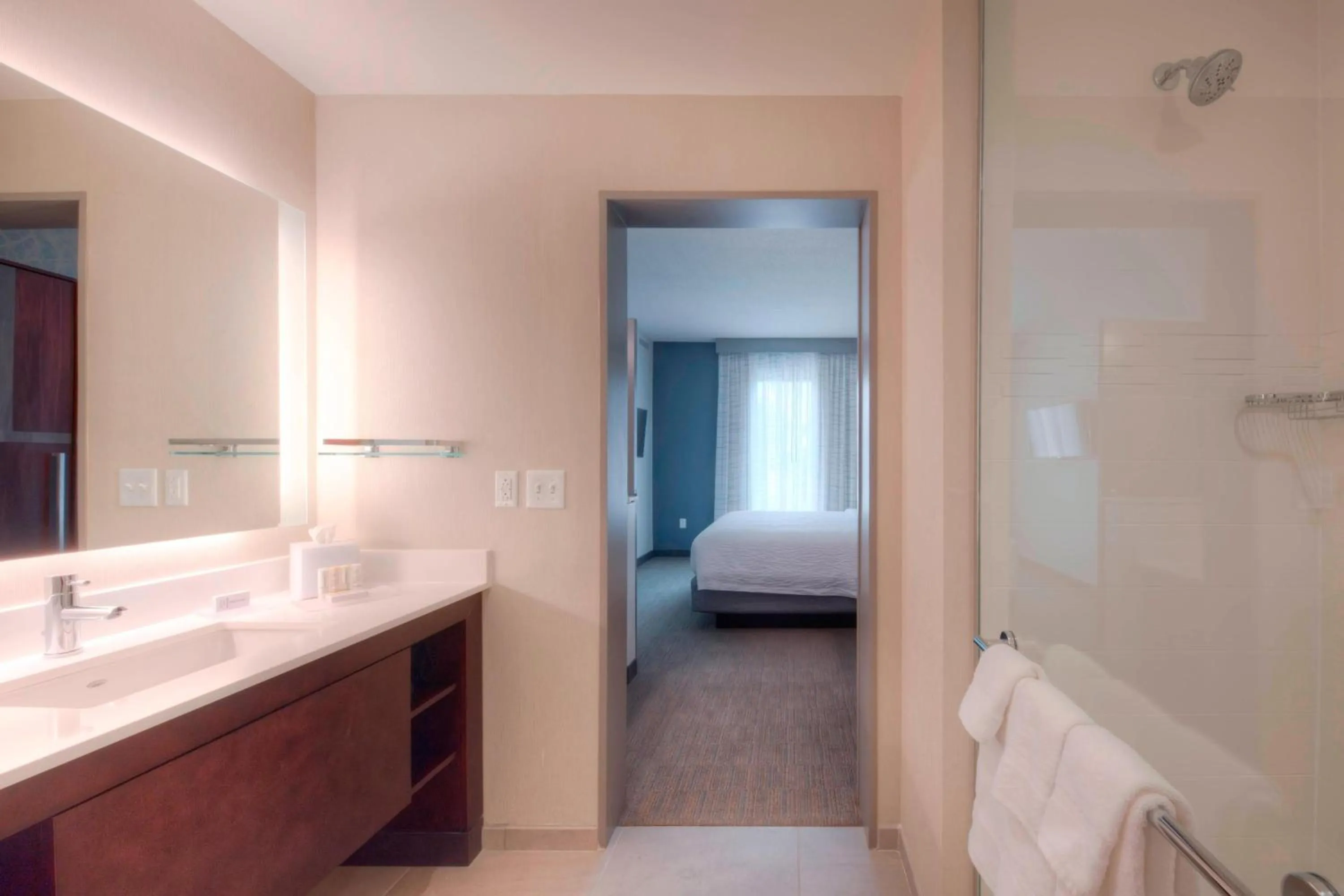 Bathroom, Bed in Residence Inn by Marriott Raleigh Downtown