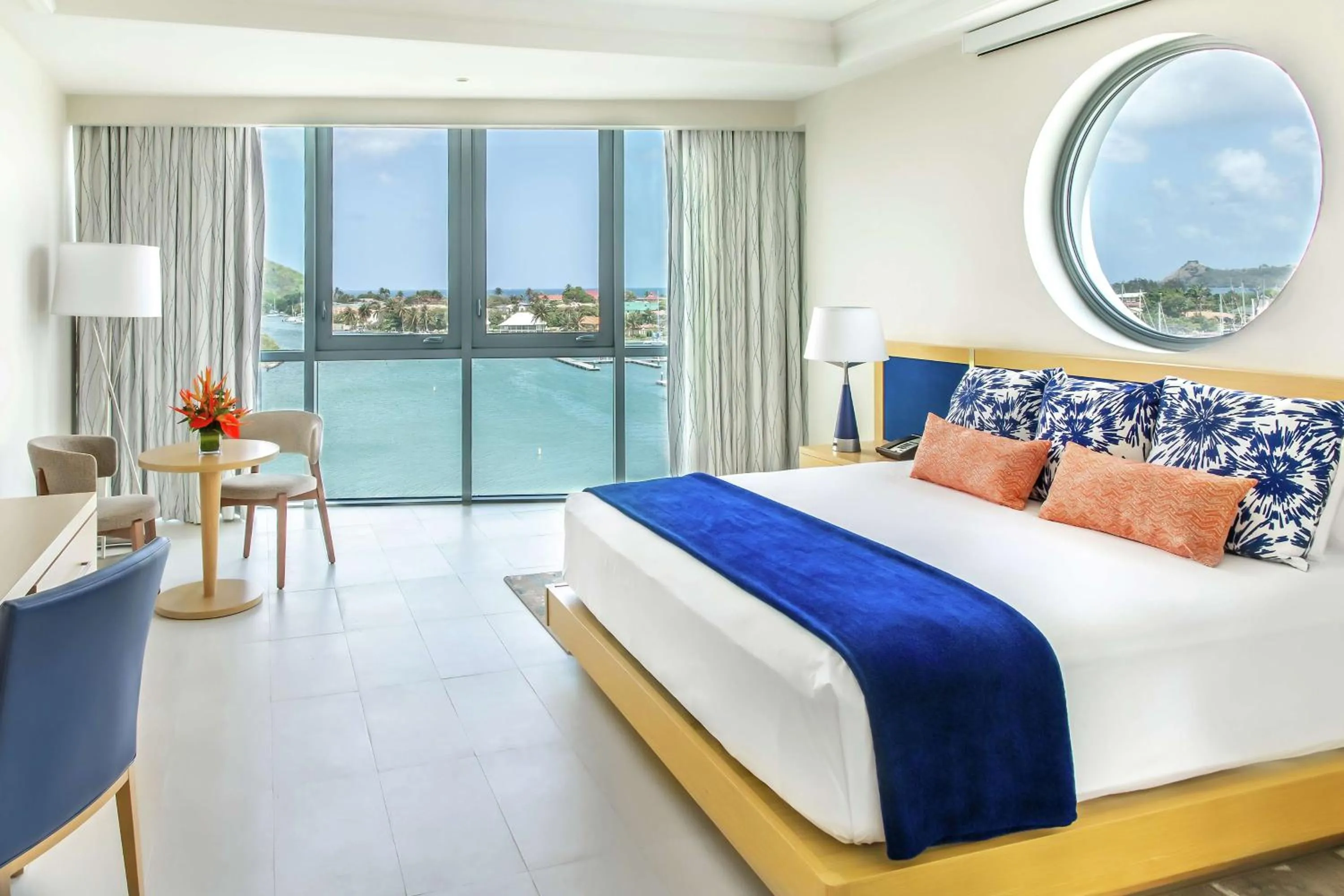 Bedroom, Bed in Harbor Club St Lucia, Curio Collection by Hilton
