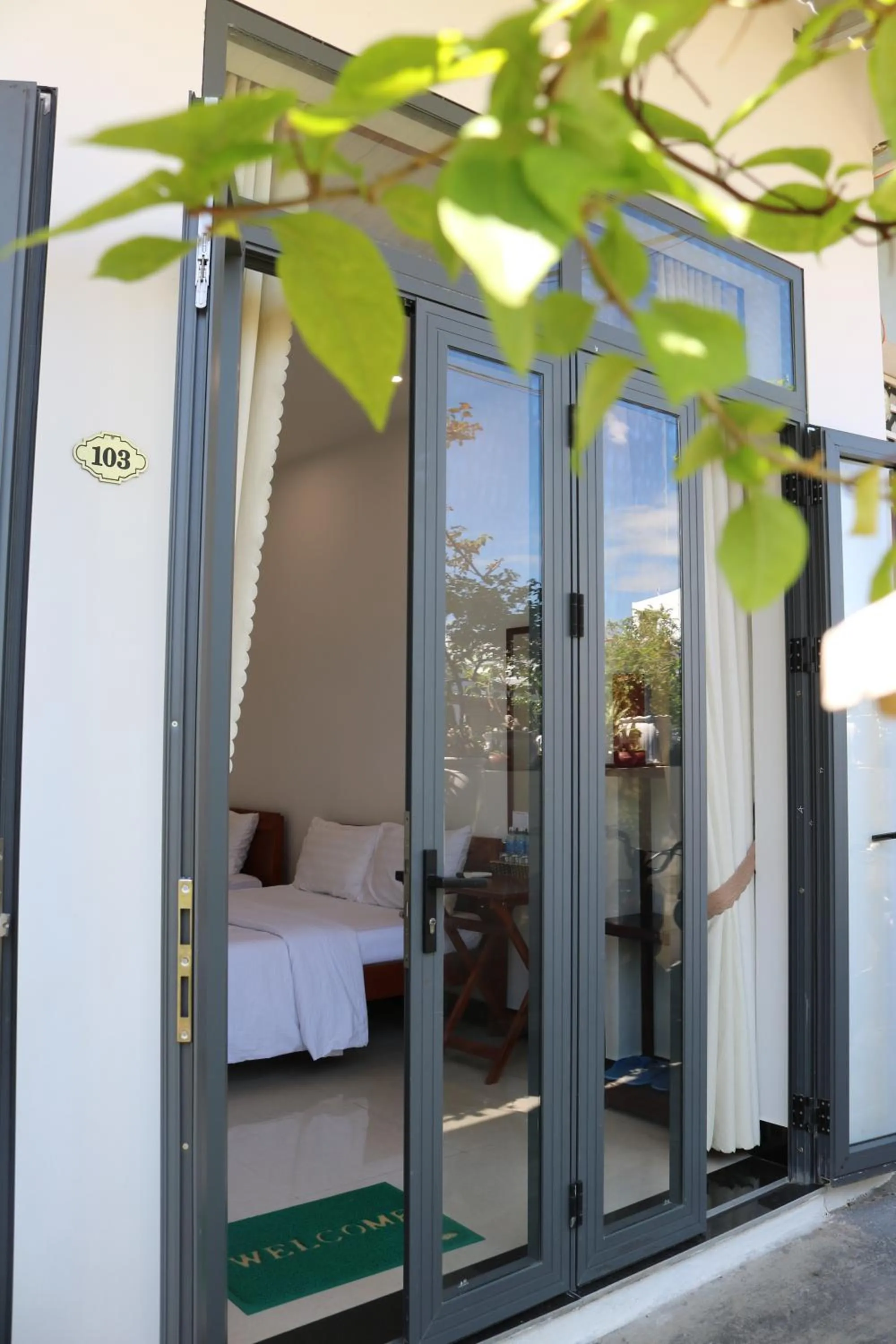 Bed in Green garden house
