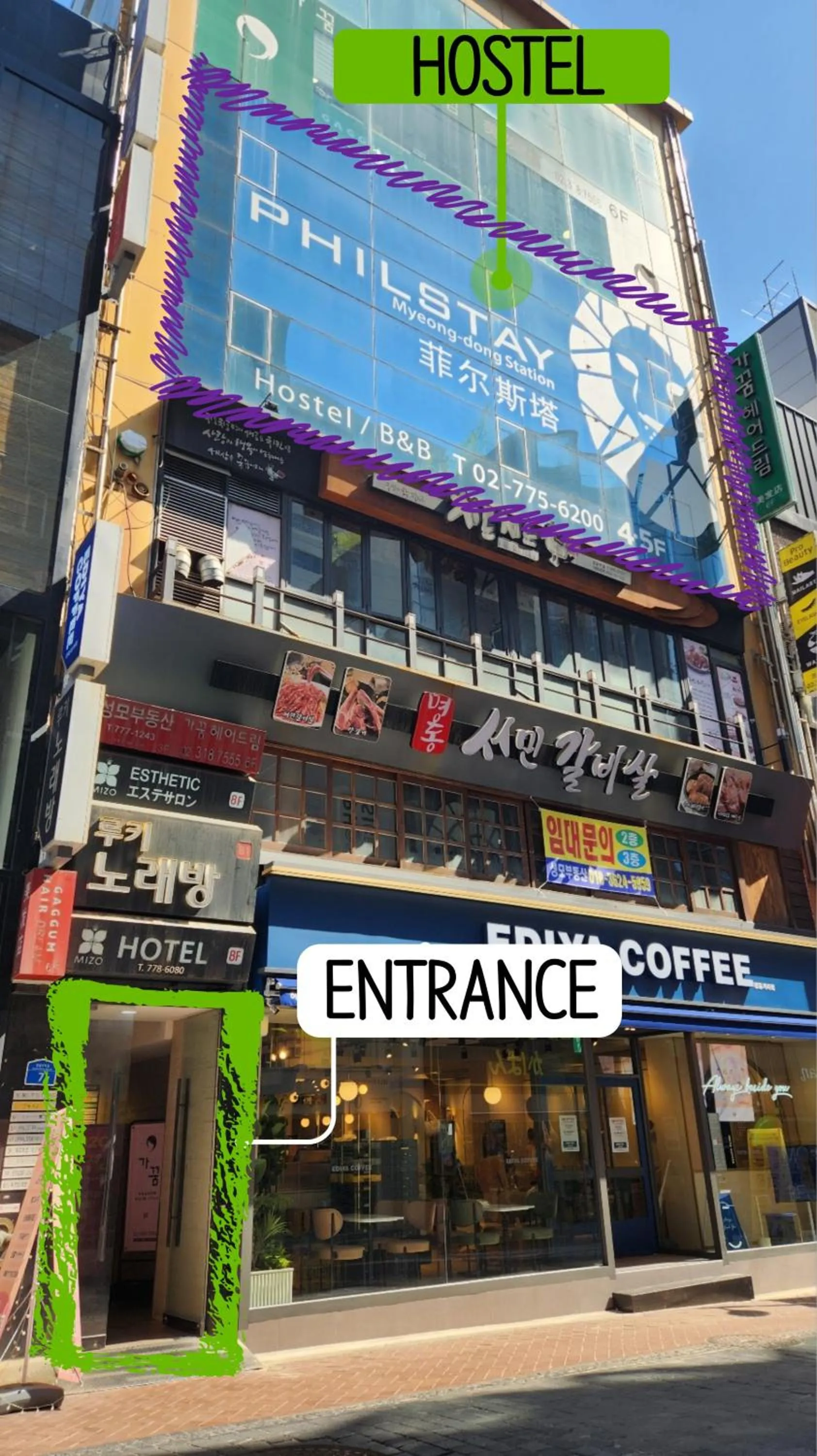 Property building in Philstay Myeongdong Station