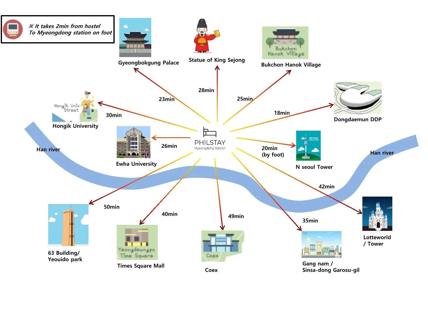 Text overlay in Philstay Myeongdong Station