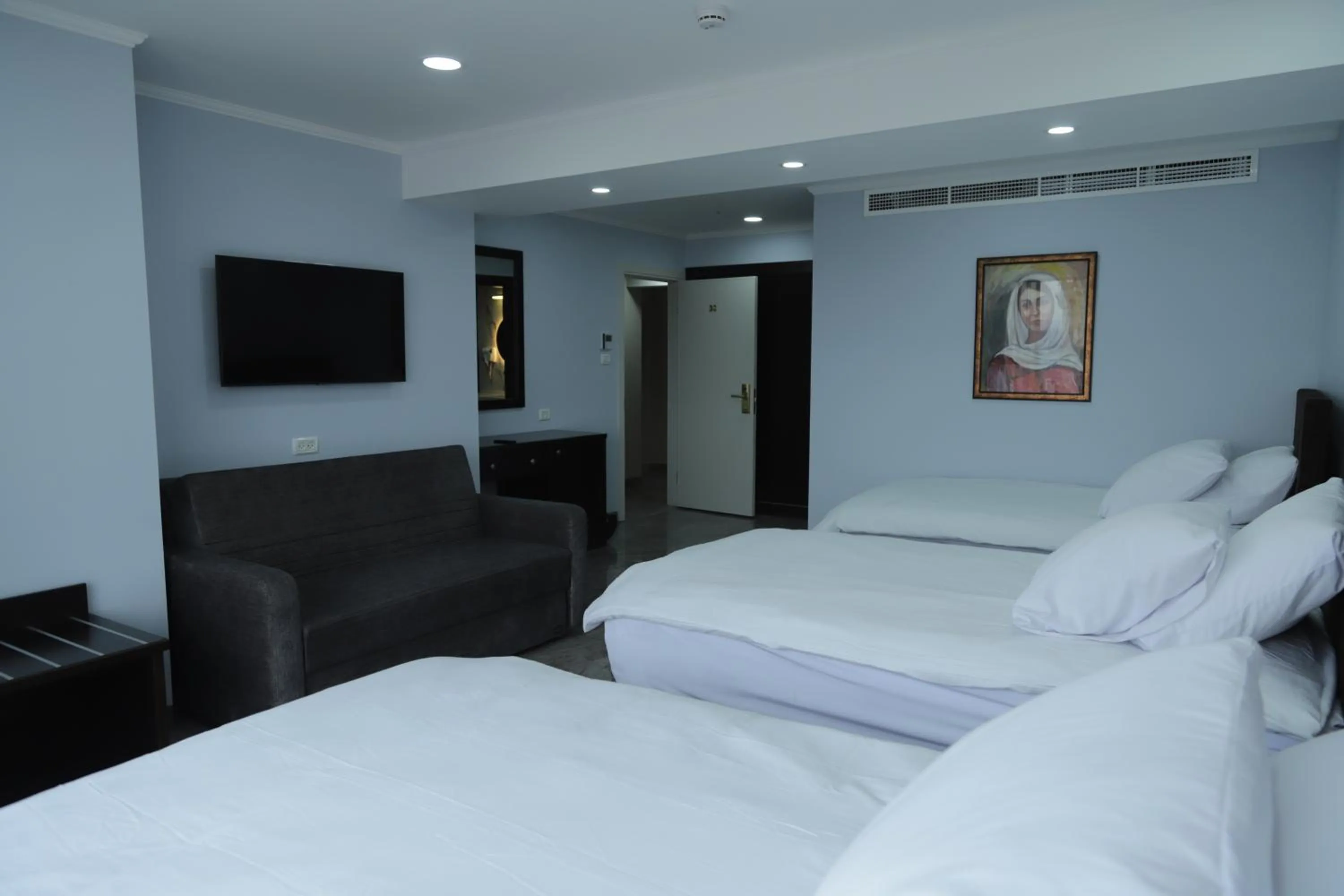 Communal lounge/ TV room, Bed in Mount of Olives Hotel