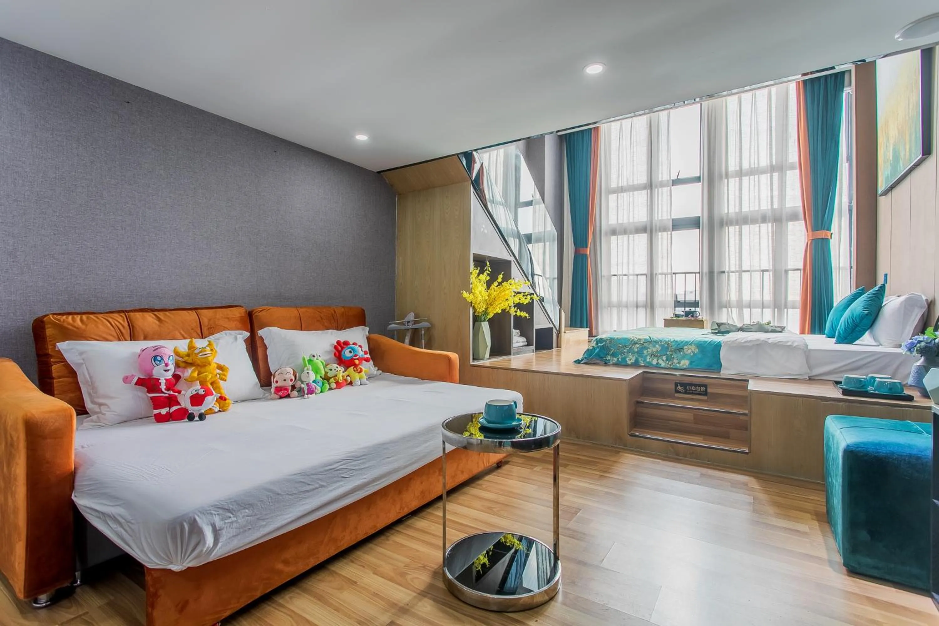 Bed in Lavender Apartment Branch