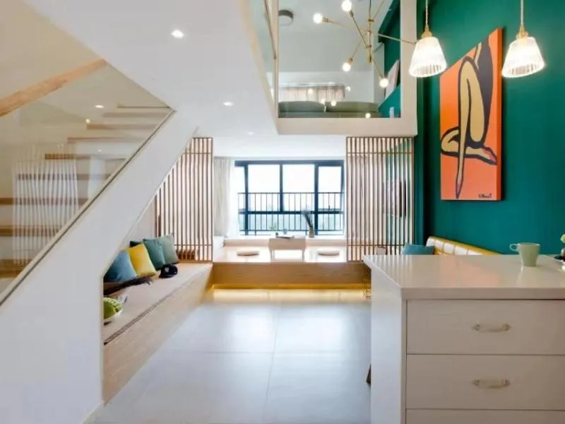 Bed in Lavender Apartment Branch