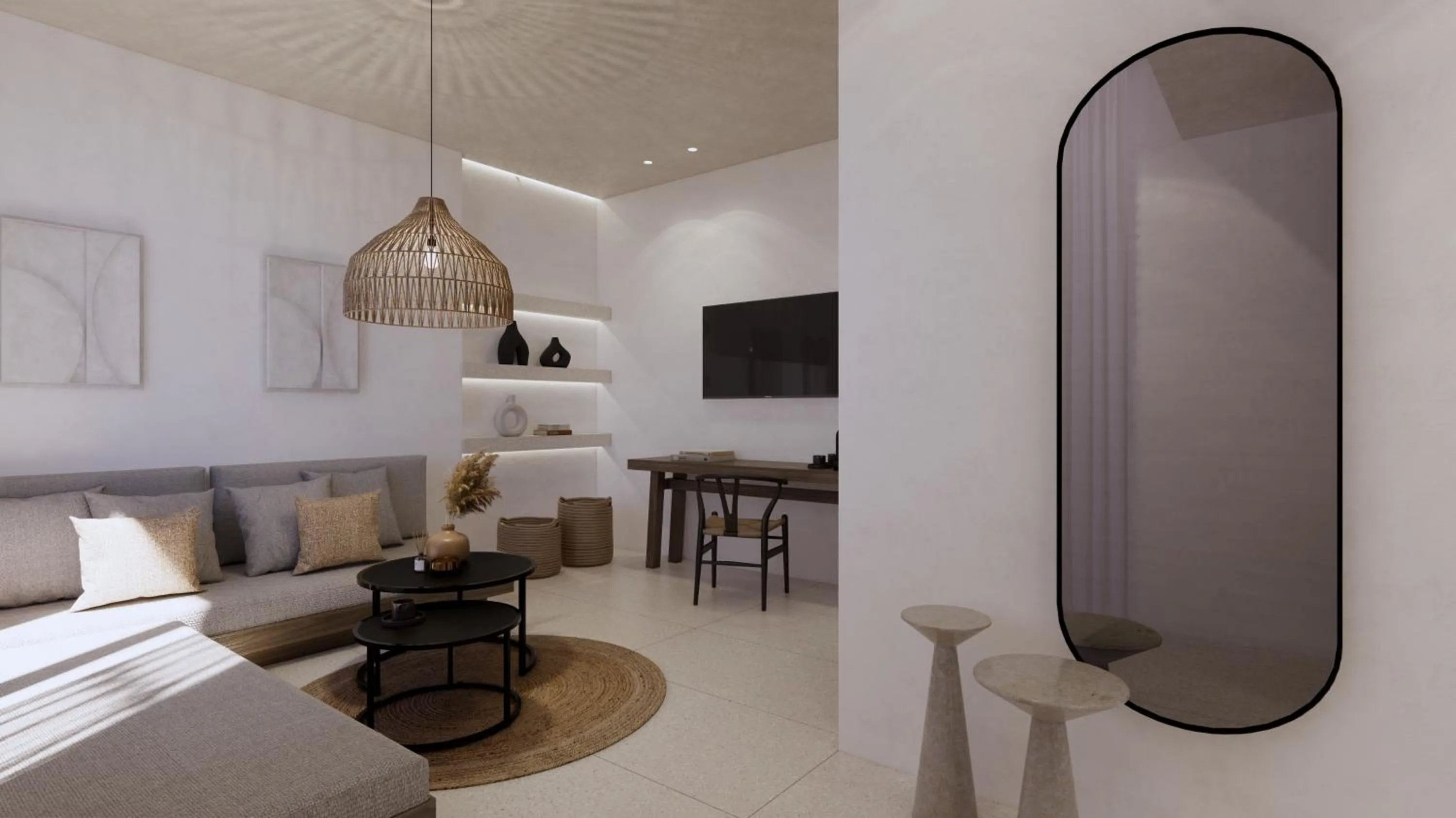 Seating area, Bed in Alkion