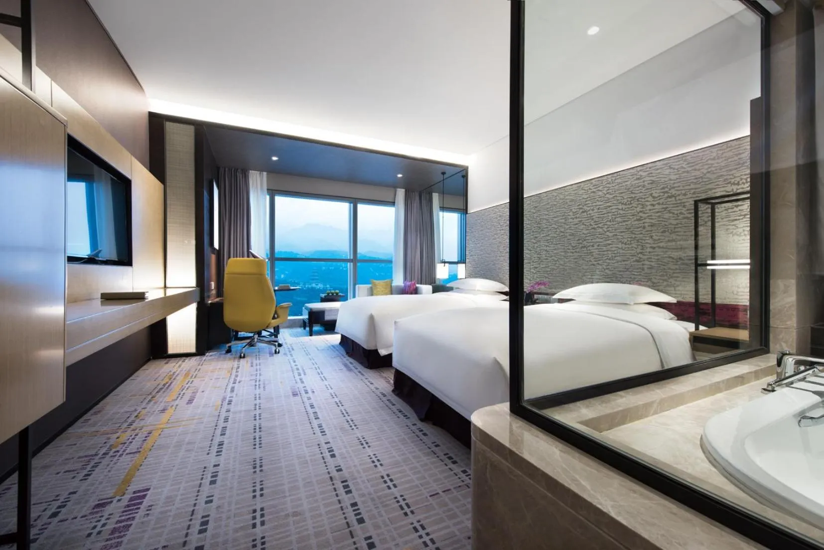 Natural landscape, Bed in Crowne Plaza Baoji City Center by IHG