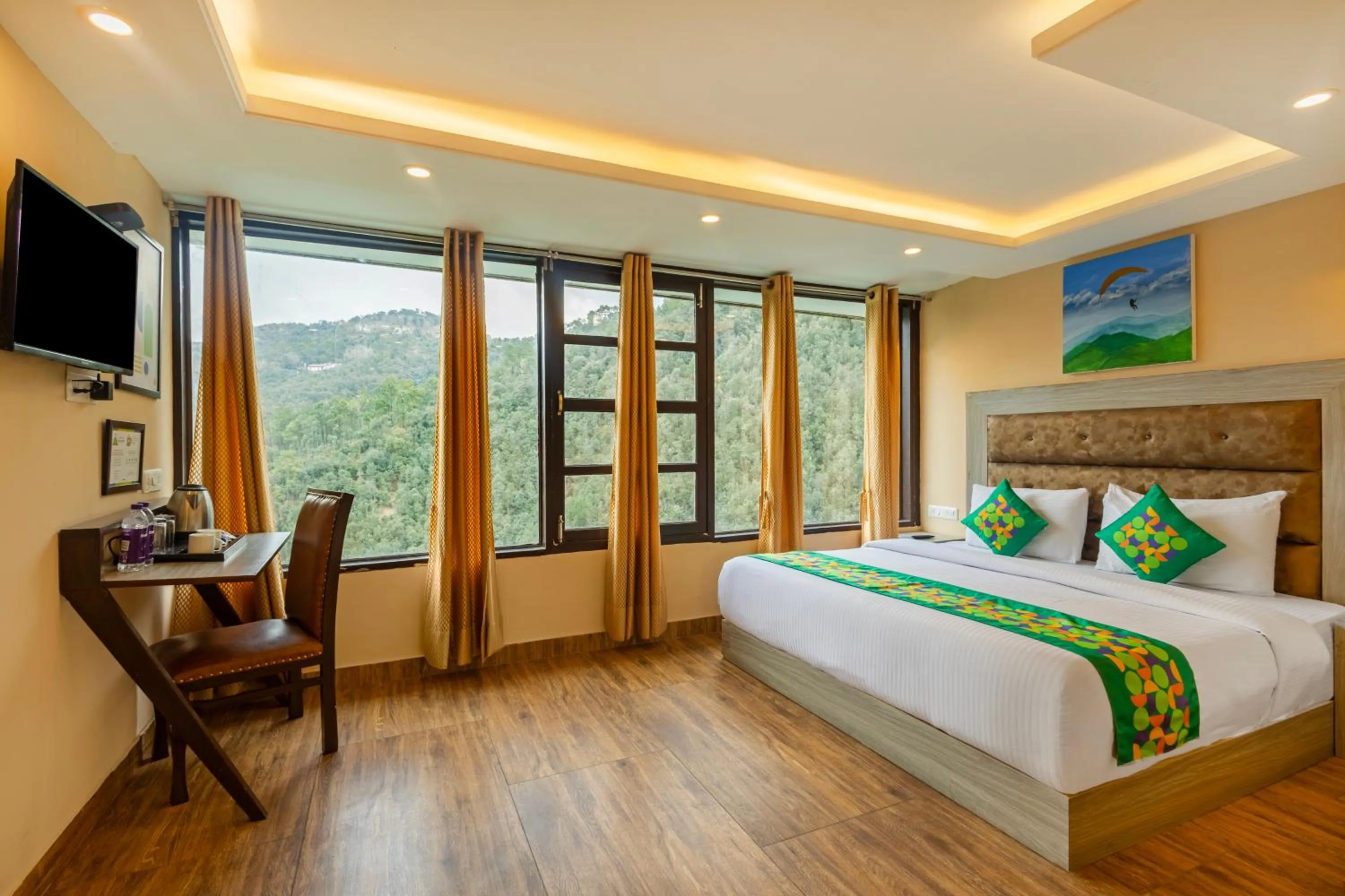 Bedroom, Bed in Treebo Lords Garden Glory With Centralised Heating