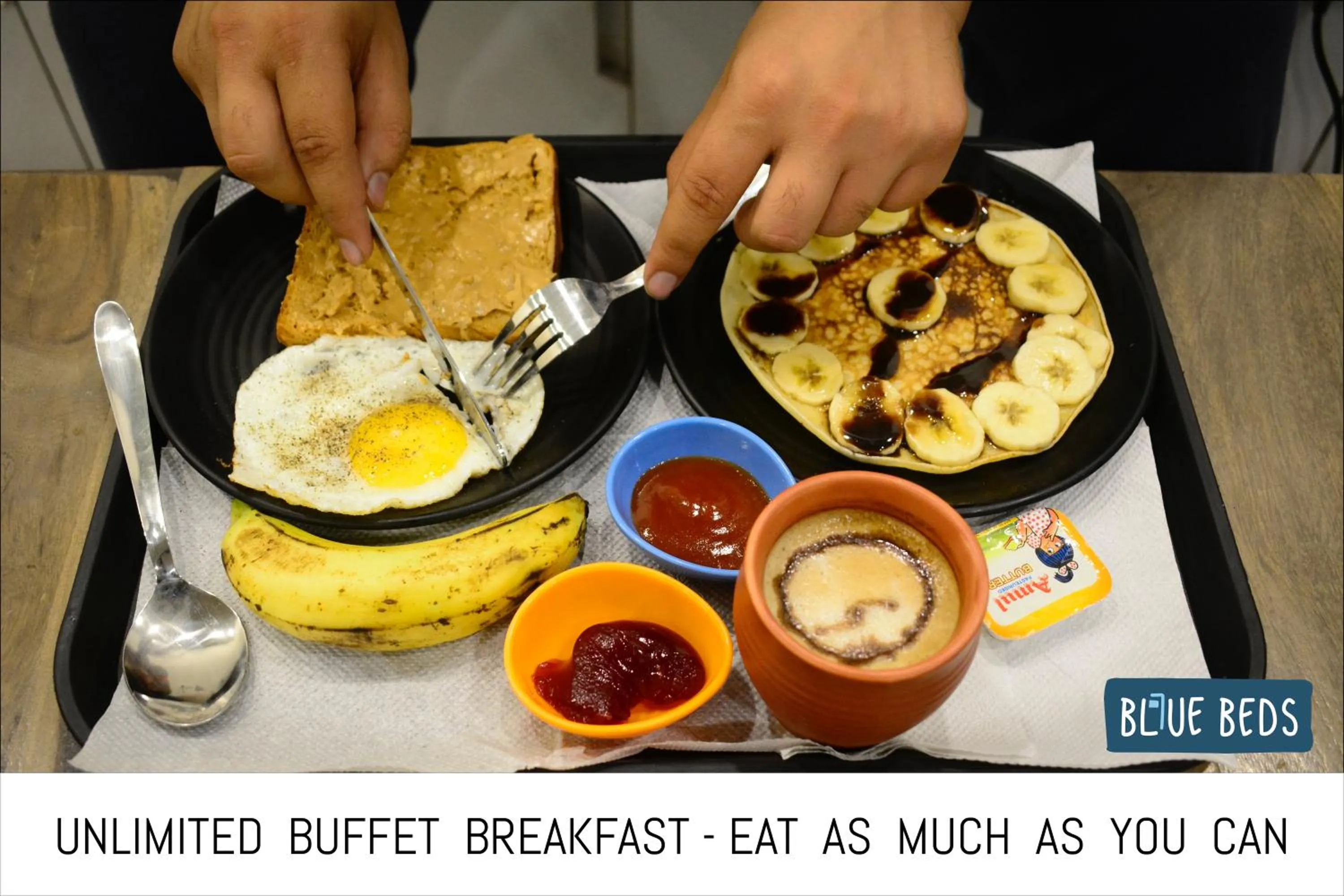 Buffet breakfast in Blue Beds Hostel