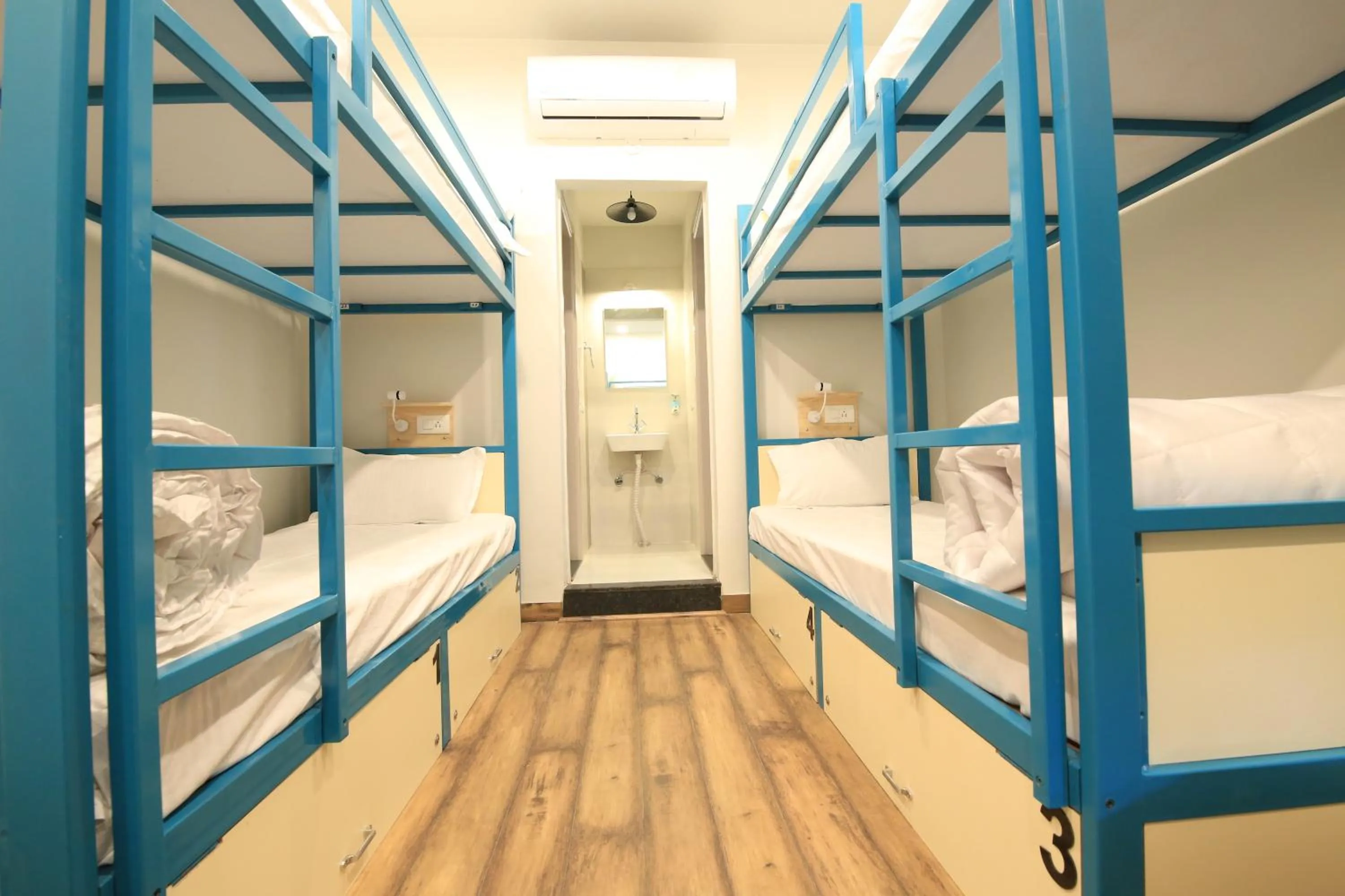 Bathroom, Bed in Blue Beds Hostel