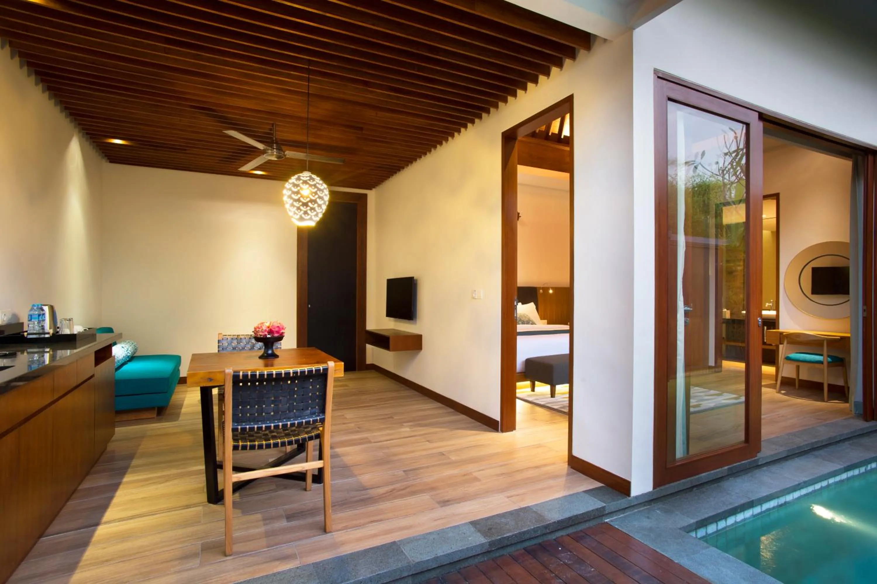 Dining area, Bed in S18 Bali Villas