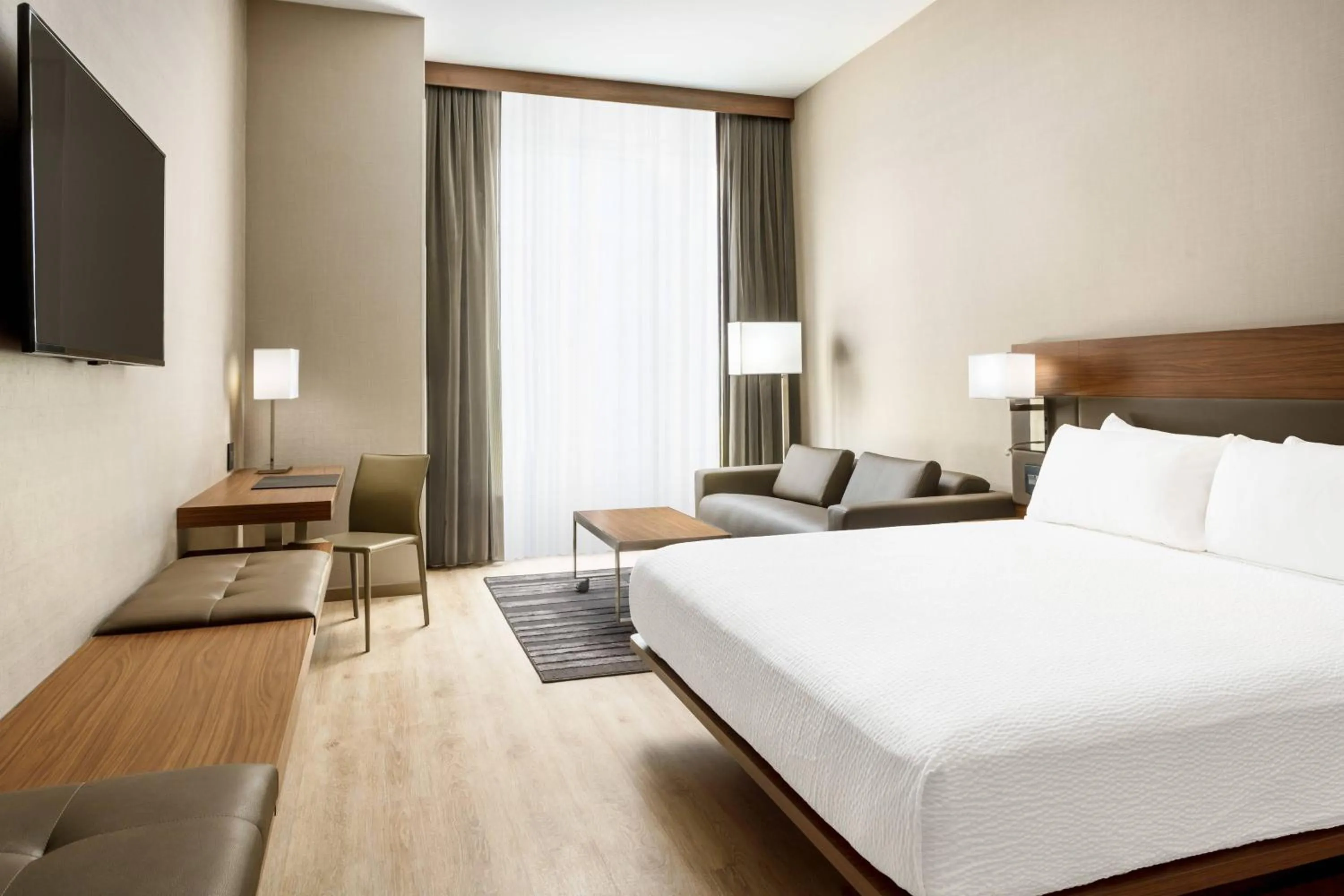 Photo of the whole room, Bed in AC Hotel by Marriott San Francisco Airport/Oyster Point Waterfront