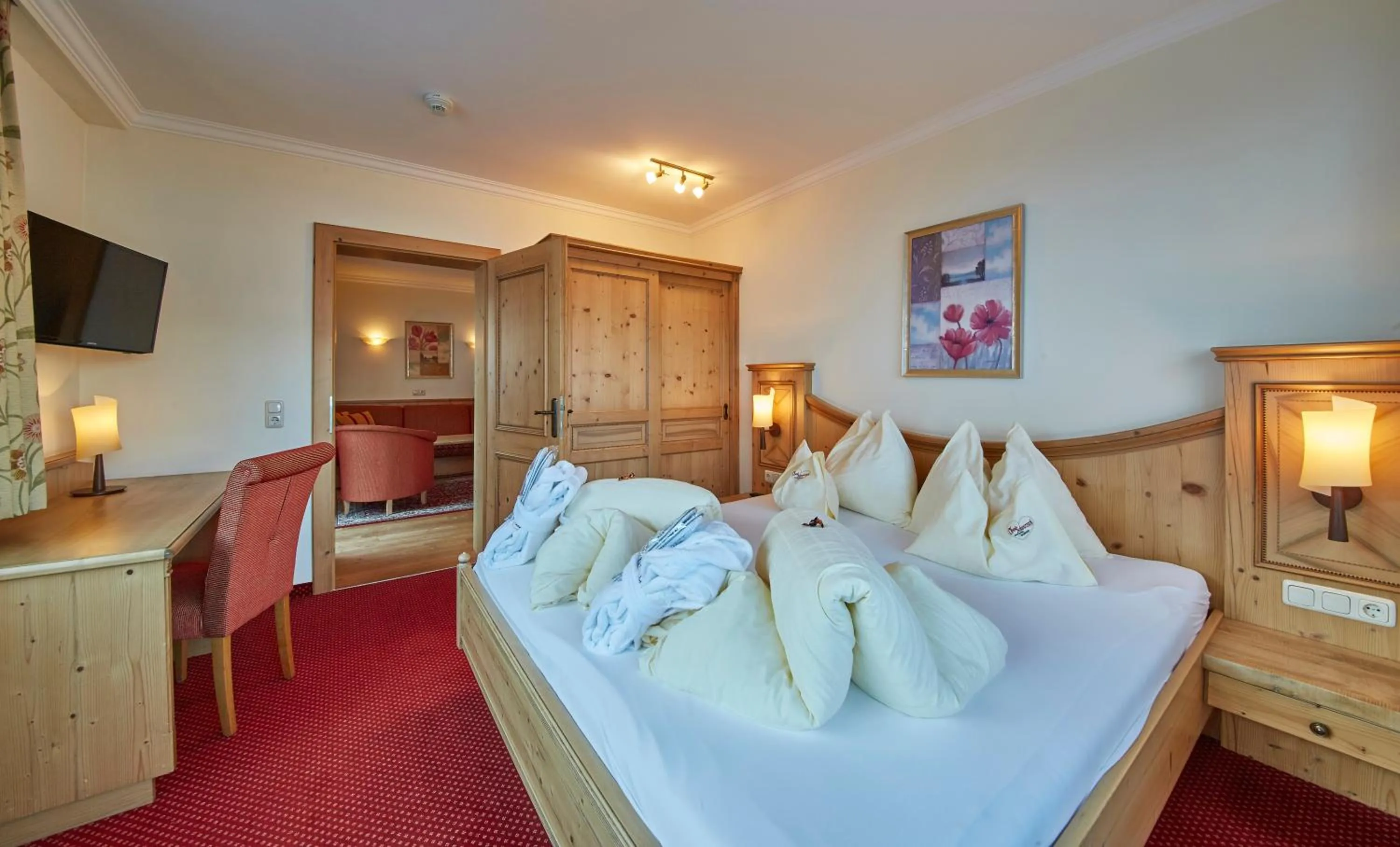 Bed in Bauernhof Hotel Oberschwarzach