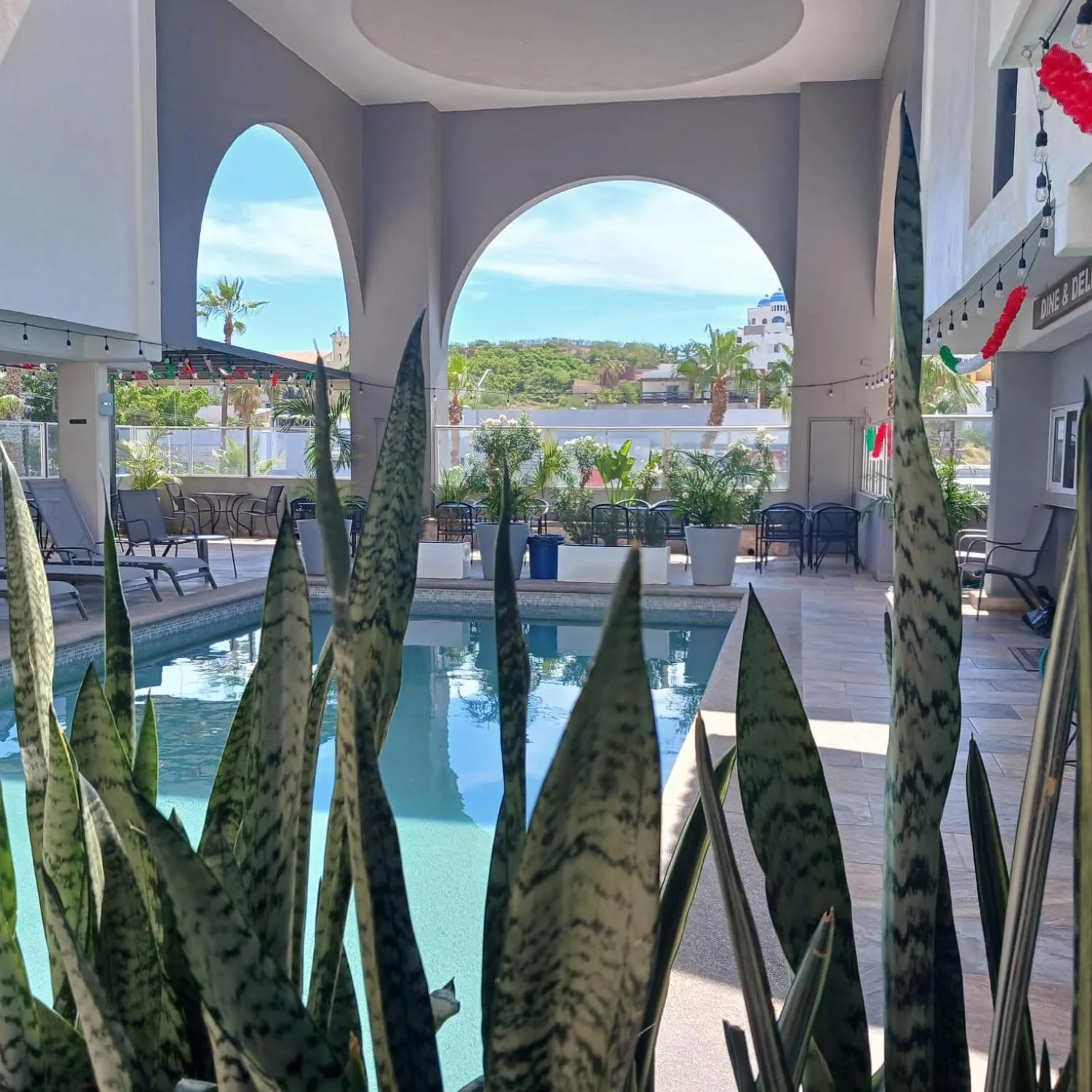 Pool view in Suites Las Palmas
