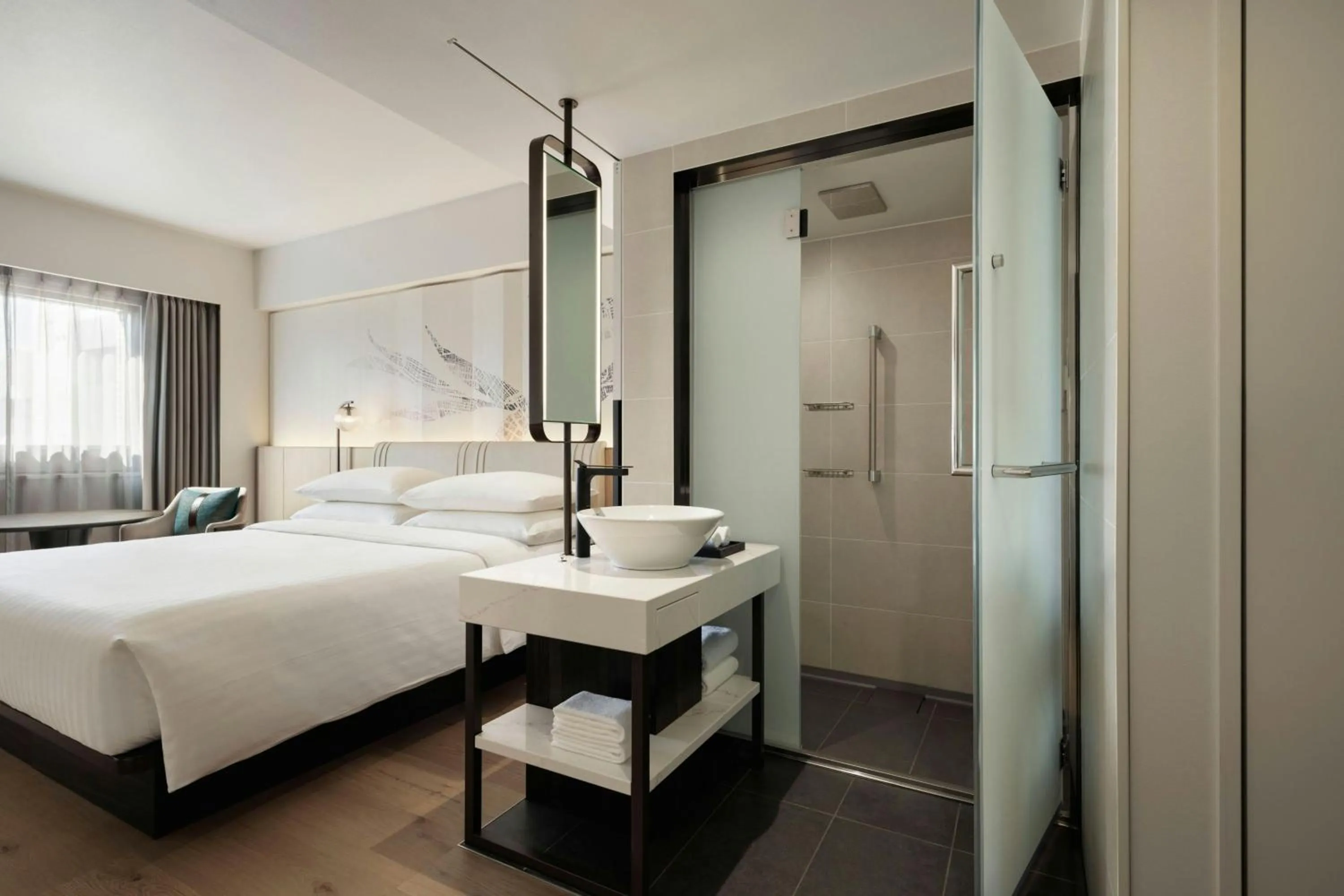 Bathroom, Bed in Courtyard by Marriott Tokyo Ginza Hotel