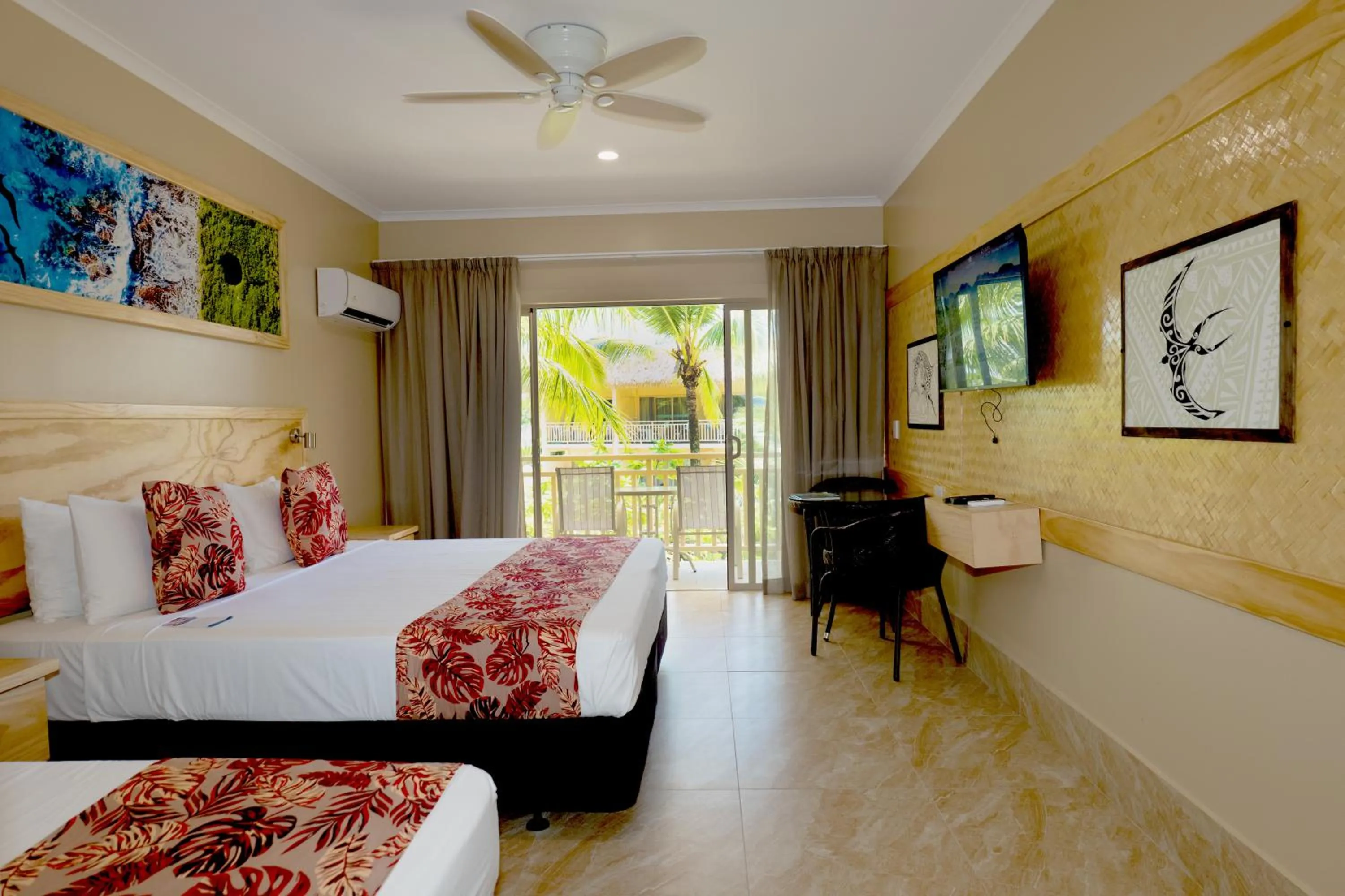 air conditioner, Bed in The Edgewater Resort & Spa