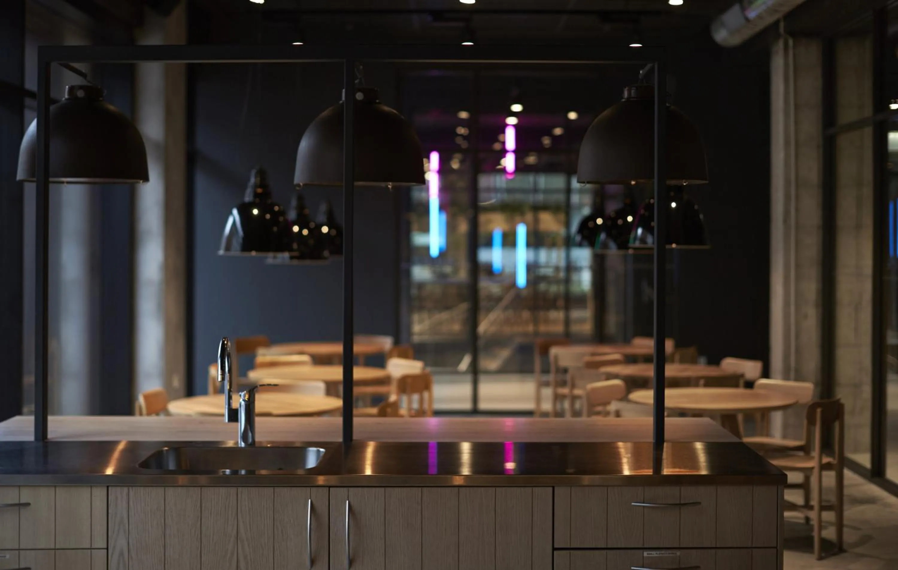 Communal kitchen in Steel House Copenhagen