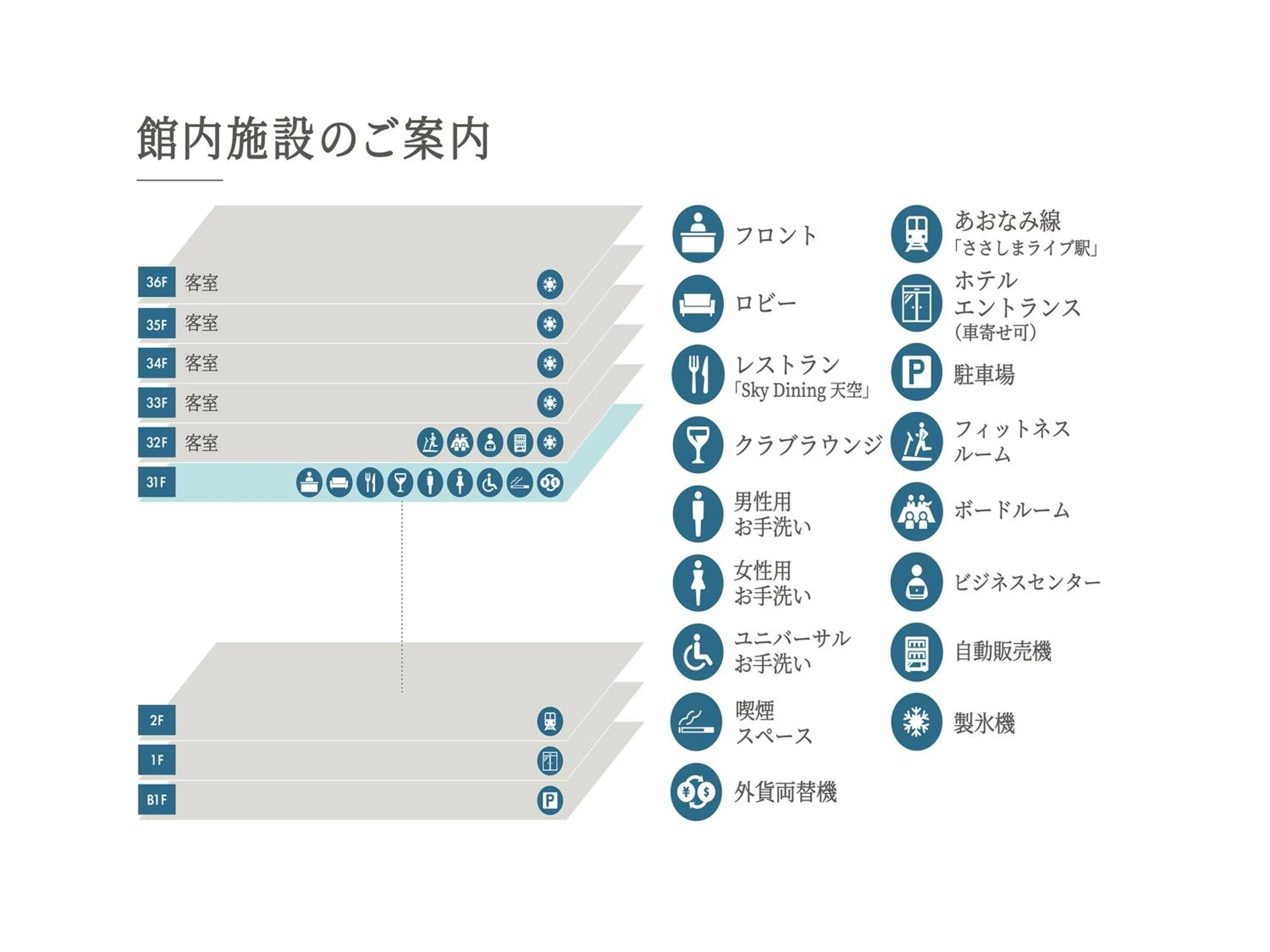 Area and facilities in Nagoya Prince Hotel Sky Tower