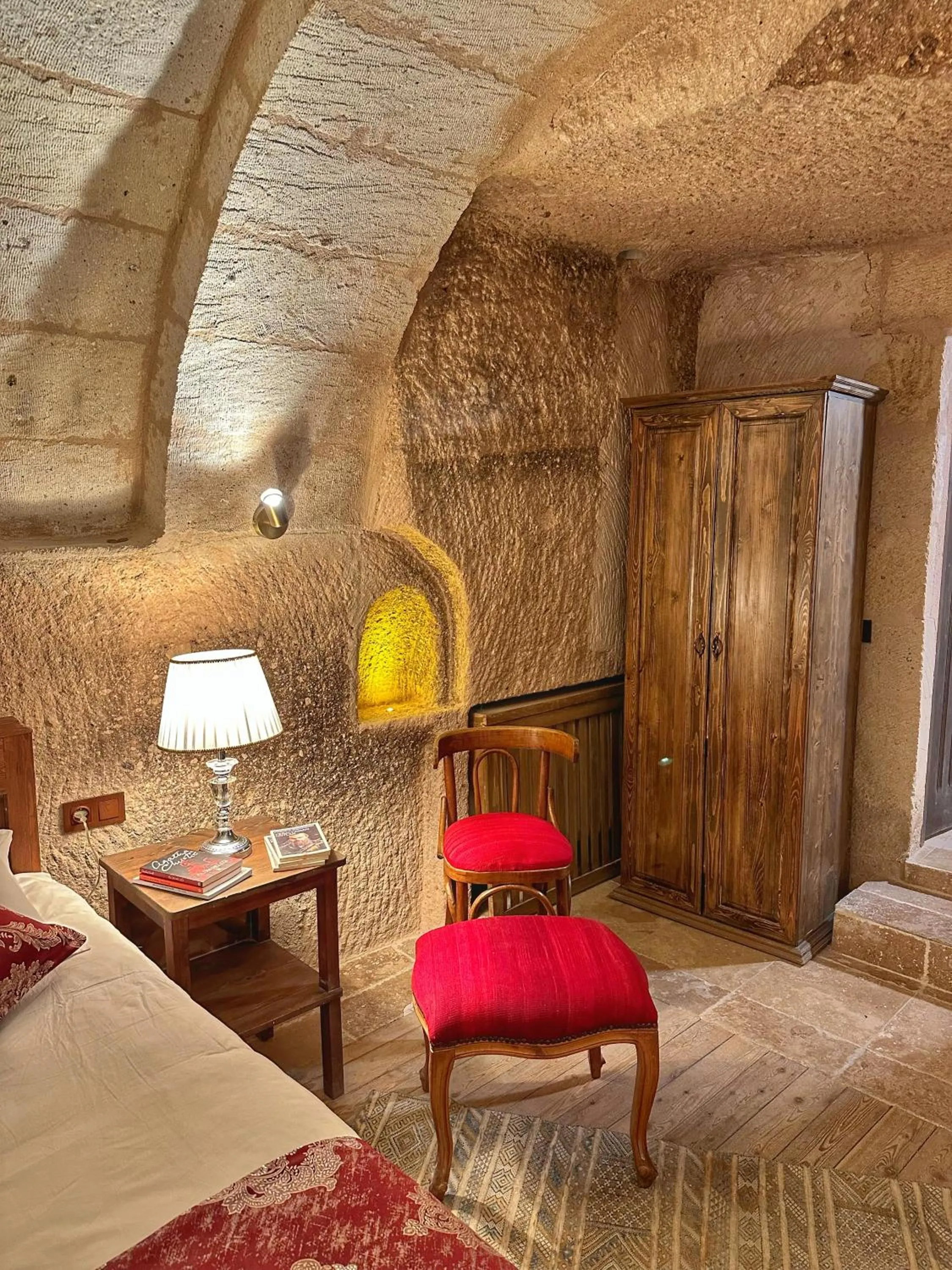 wardrobe, Bed in Takaev Cave House