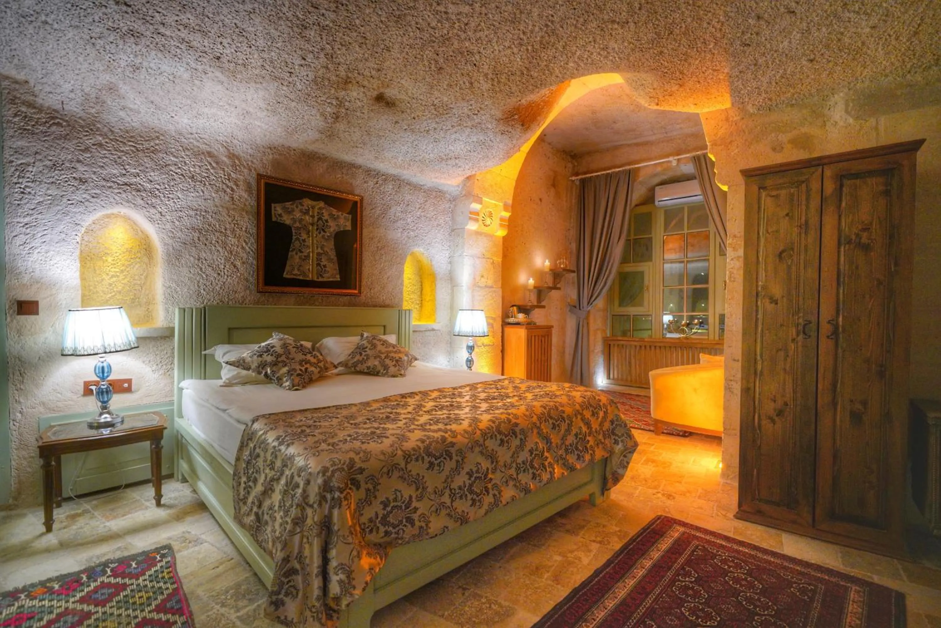 Bed in Takaev Cave House