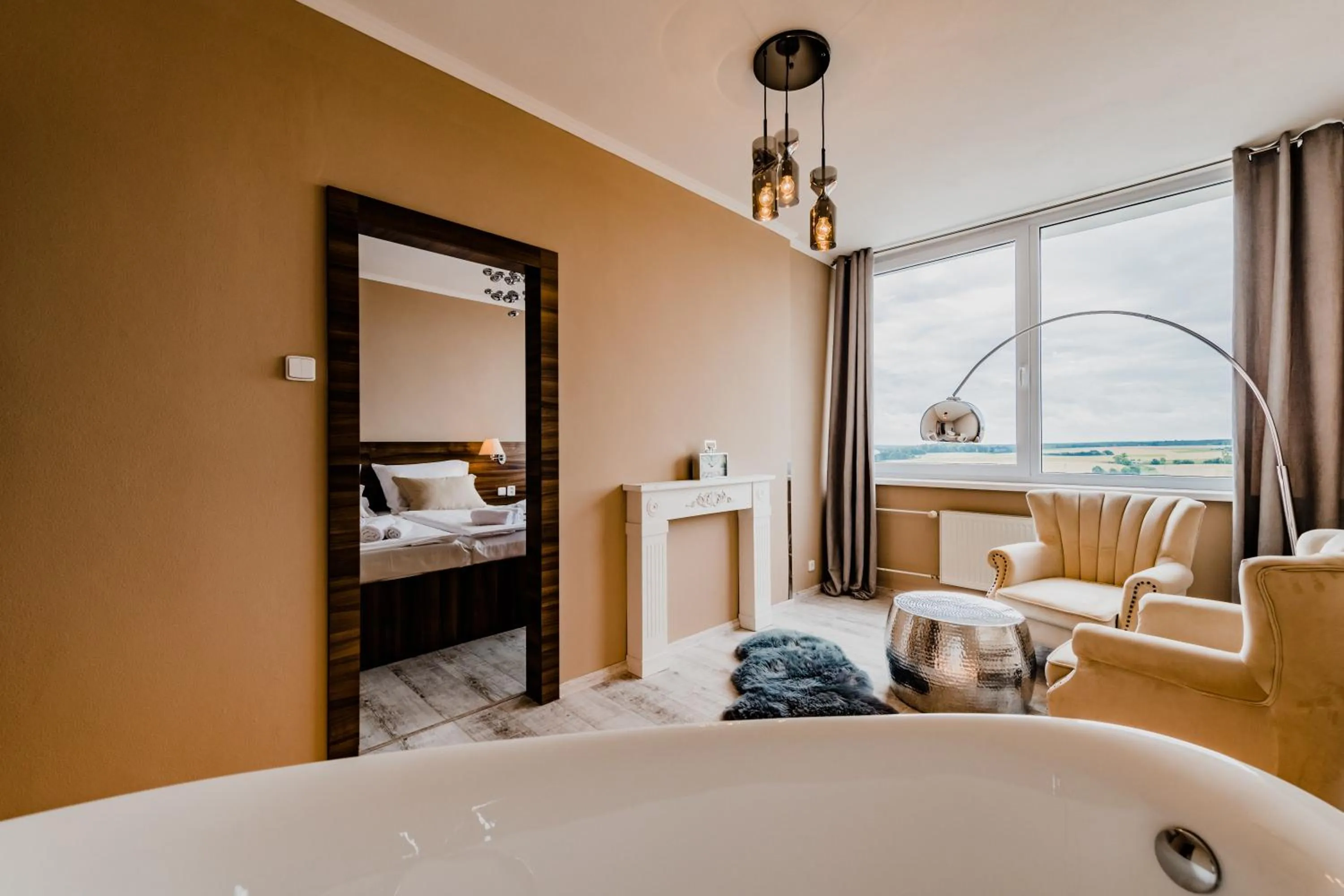 Bathroom, Bed in Hotel Palcát