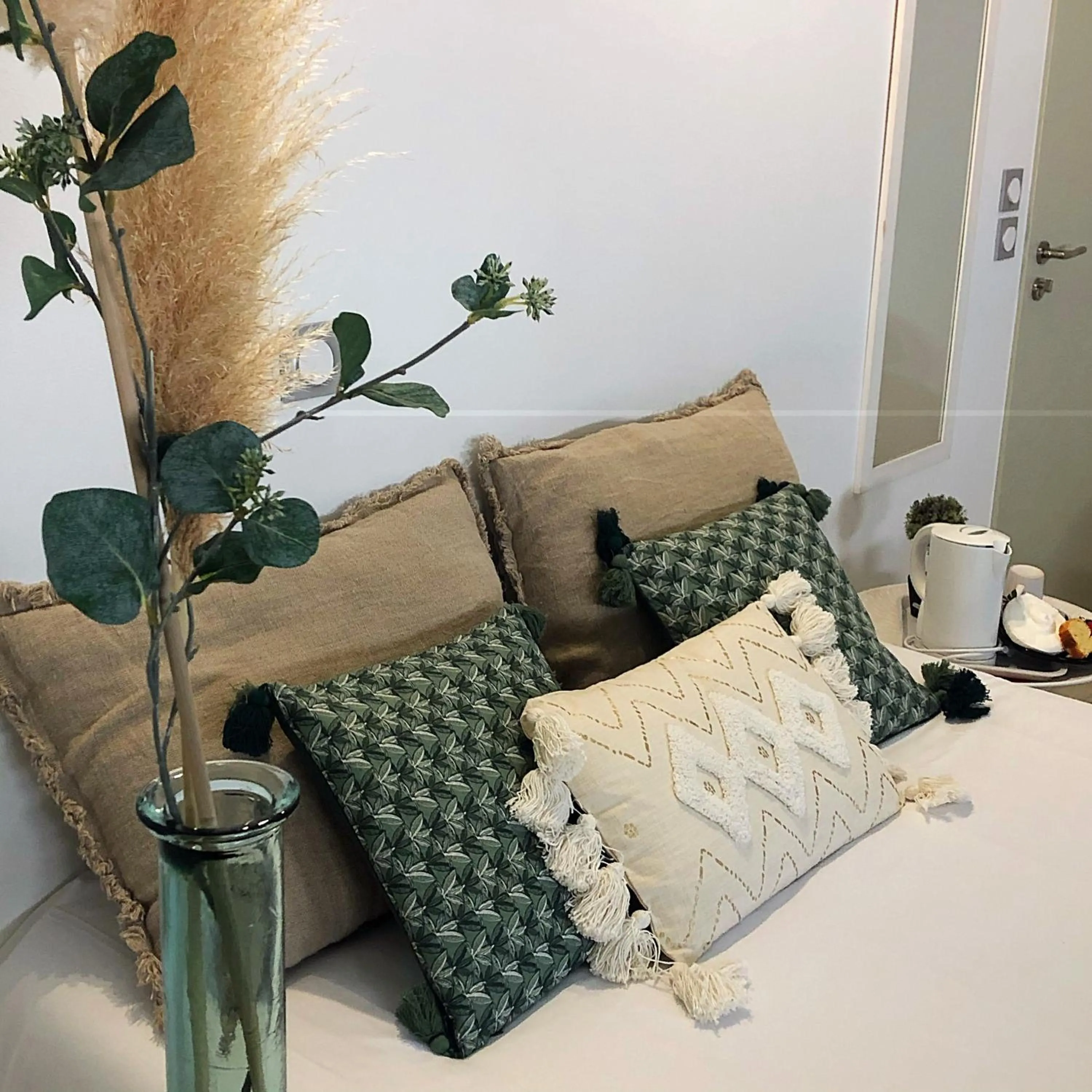 Decorative detail, Bed in Logis Hôtel La Fenière