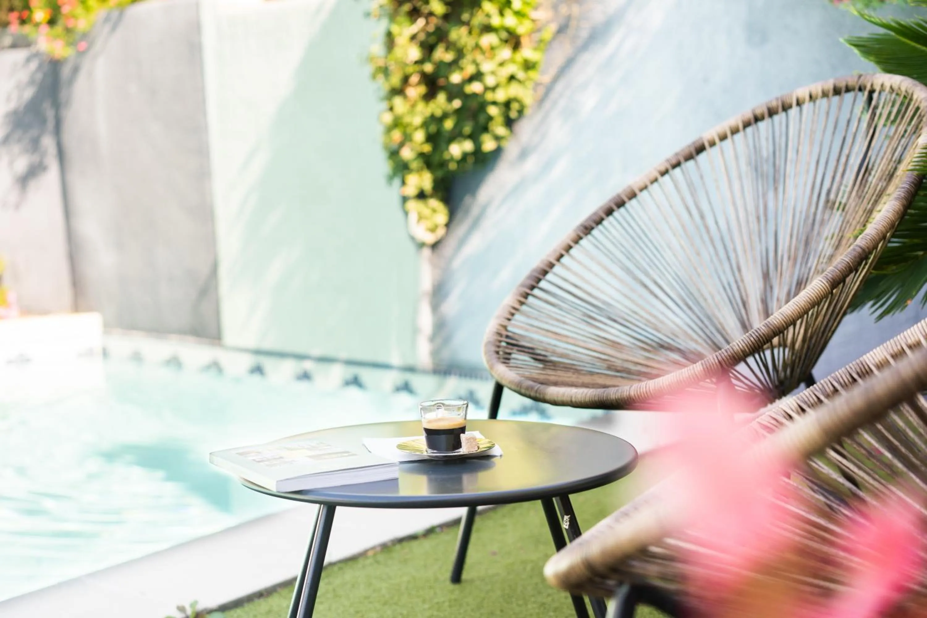 Patio in Logis Hôtel La Fenière