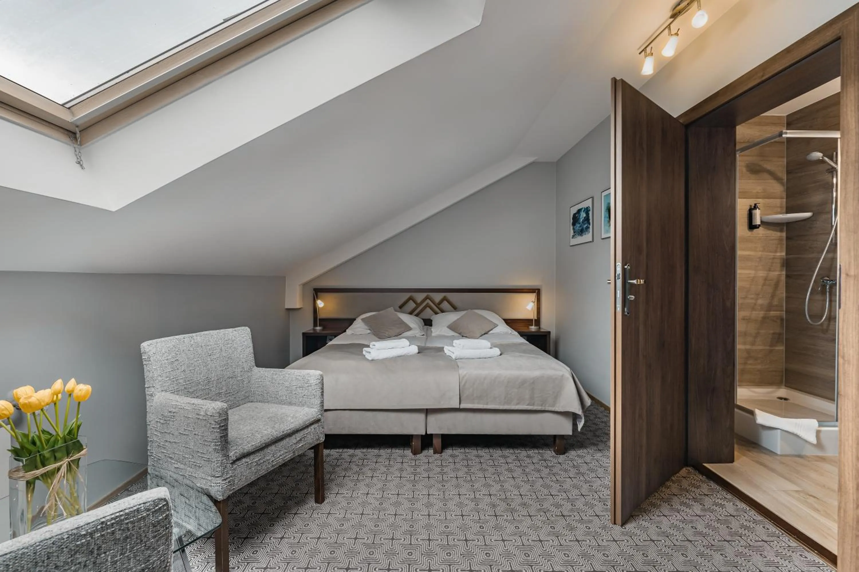 Shower, Bed in Hotel Smile Pieniny