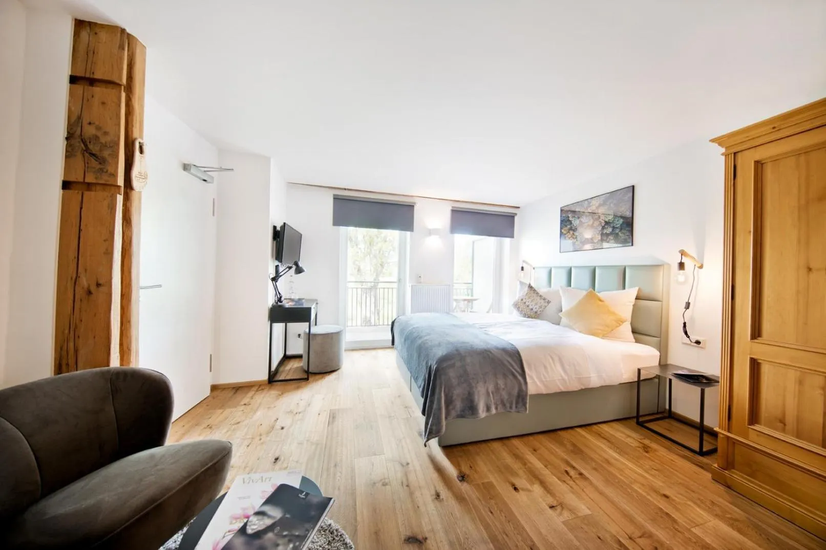 Photo of the whole room, Bed in Jordan's Untermühle