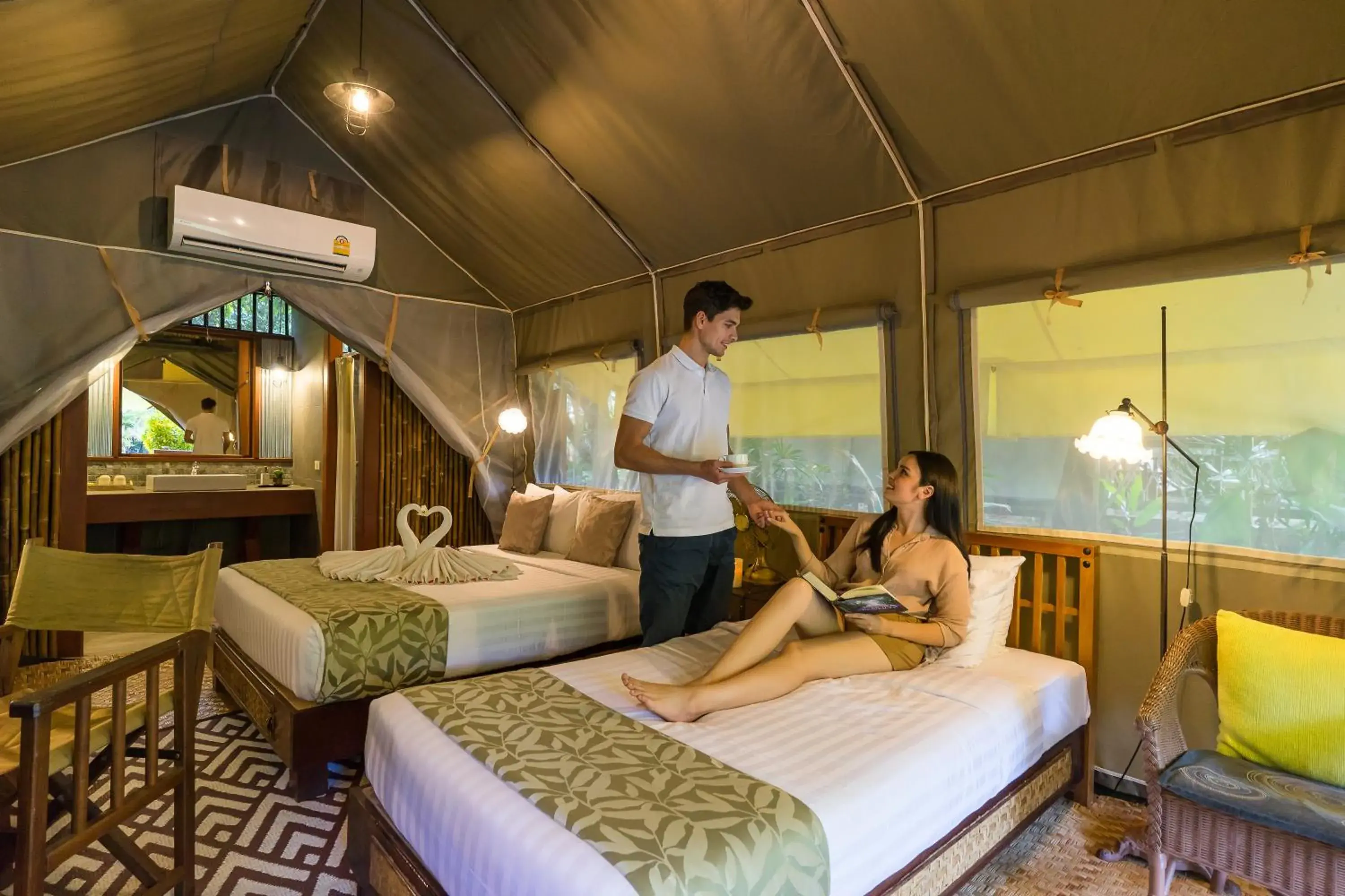 Deluxe Tent Triple with Private Bathroom with Breakfast & Dinner in Hintok River Camp Deluxe Tent Triple with Private Bathroom with Breakfast & Dinner in Hintok River Camp