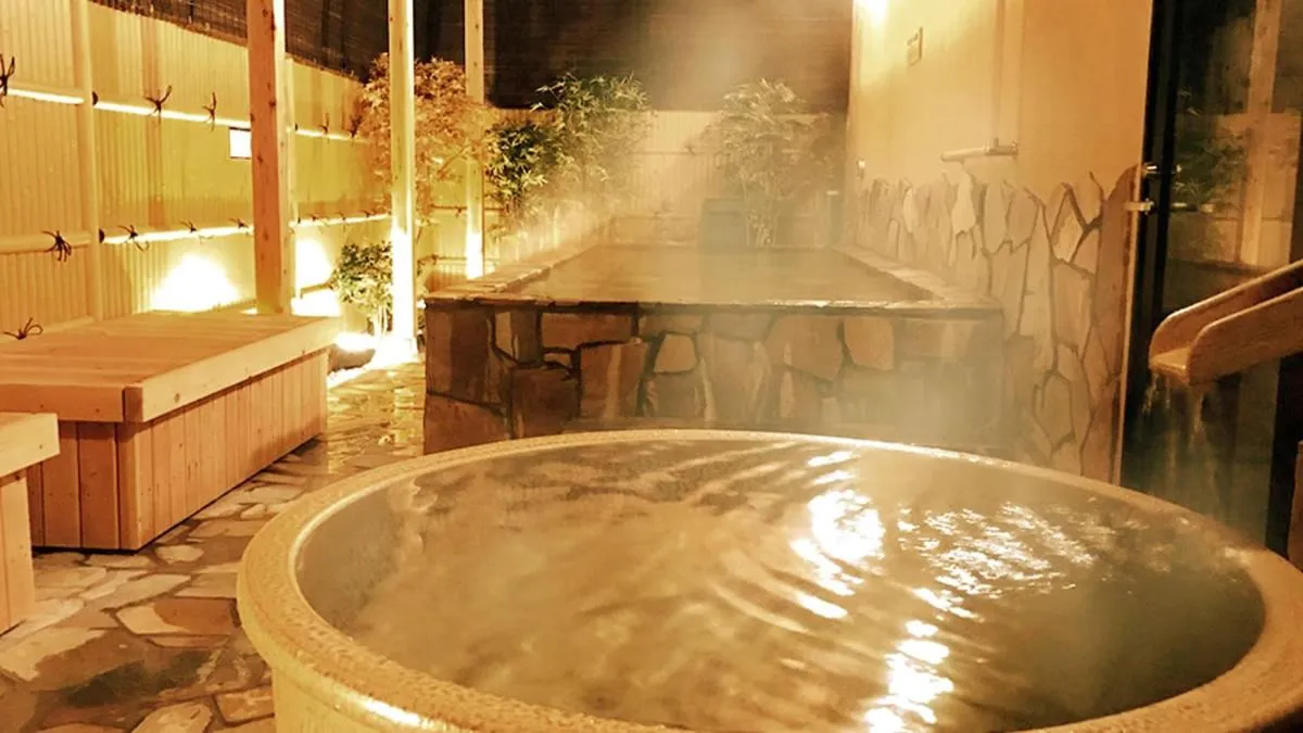 Open Air Bath in Capsule Hotel Topos Sendai Station Nishiguchi