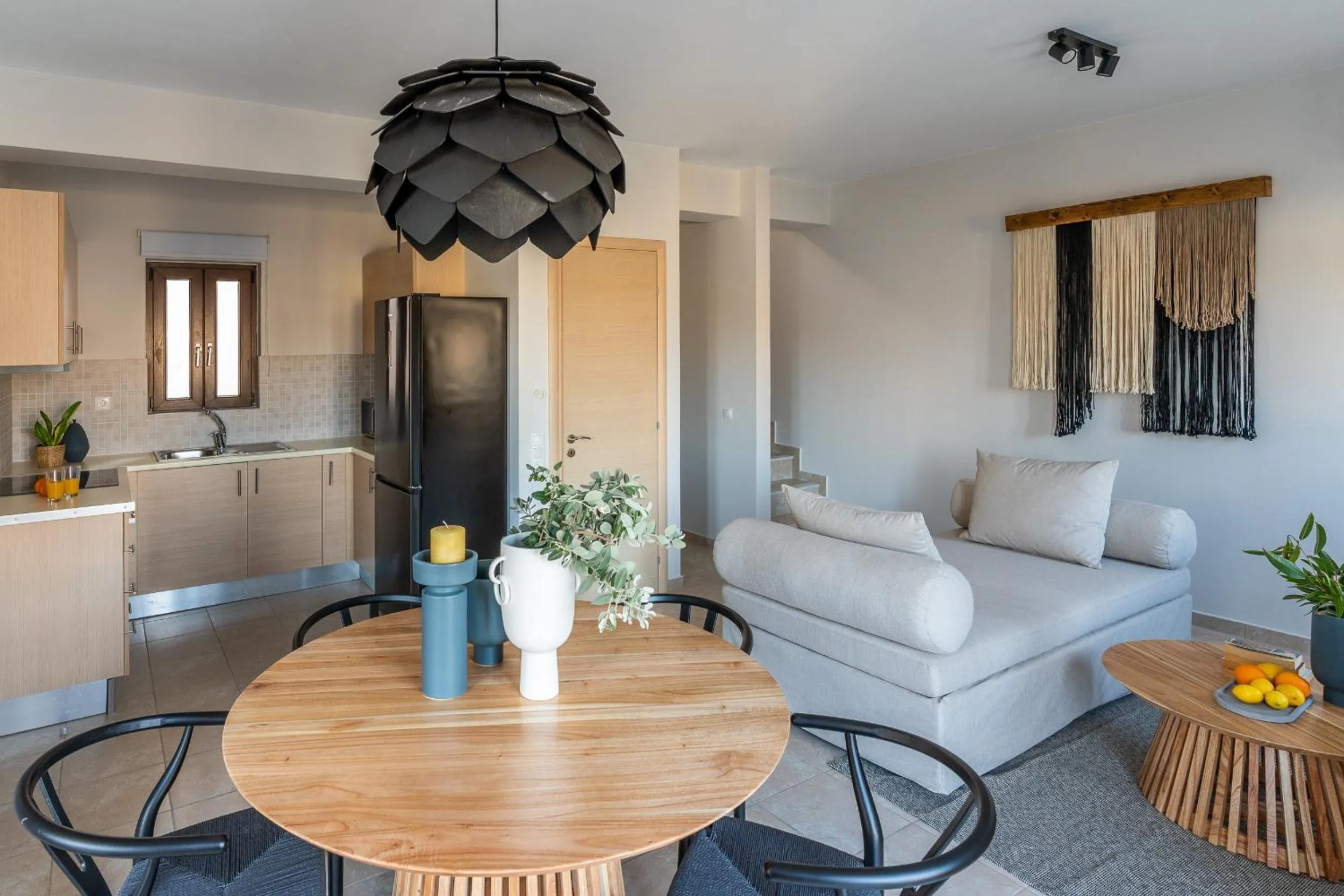 Seating area in Syra Suites