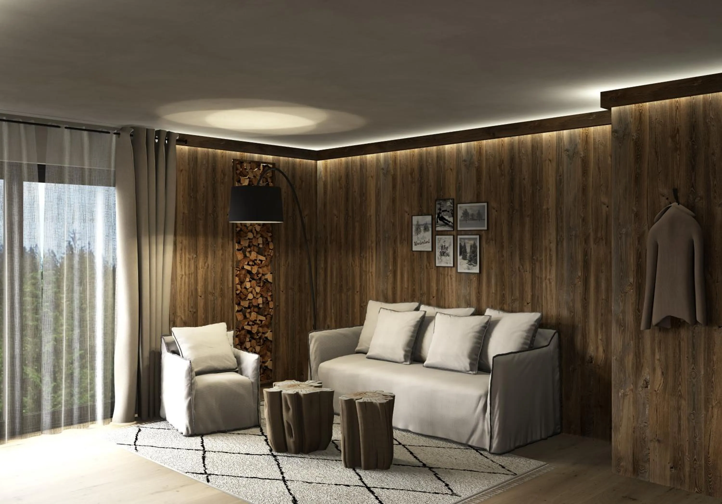 Living room in Paradise Lodge