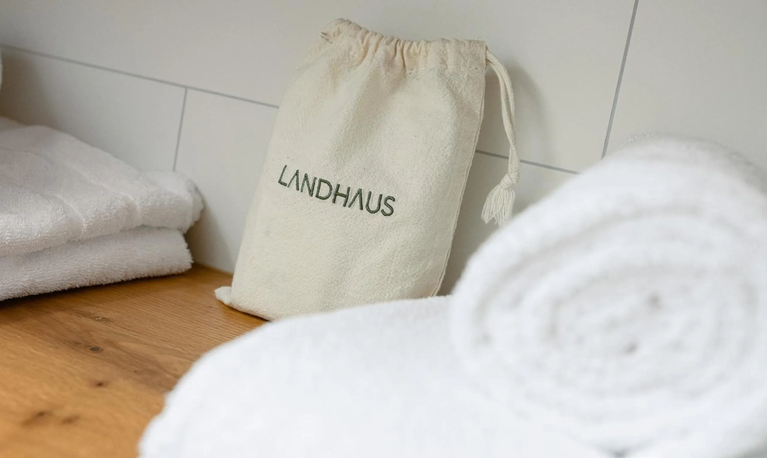 Bathroom, Bed in Hotel Landhaus