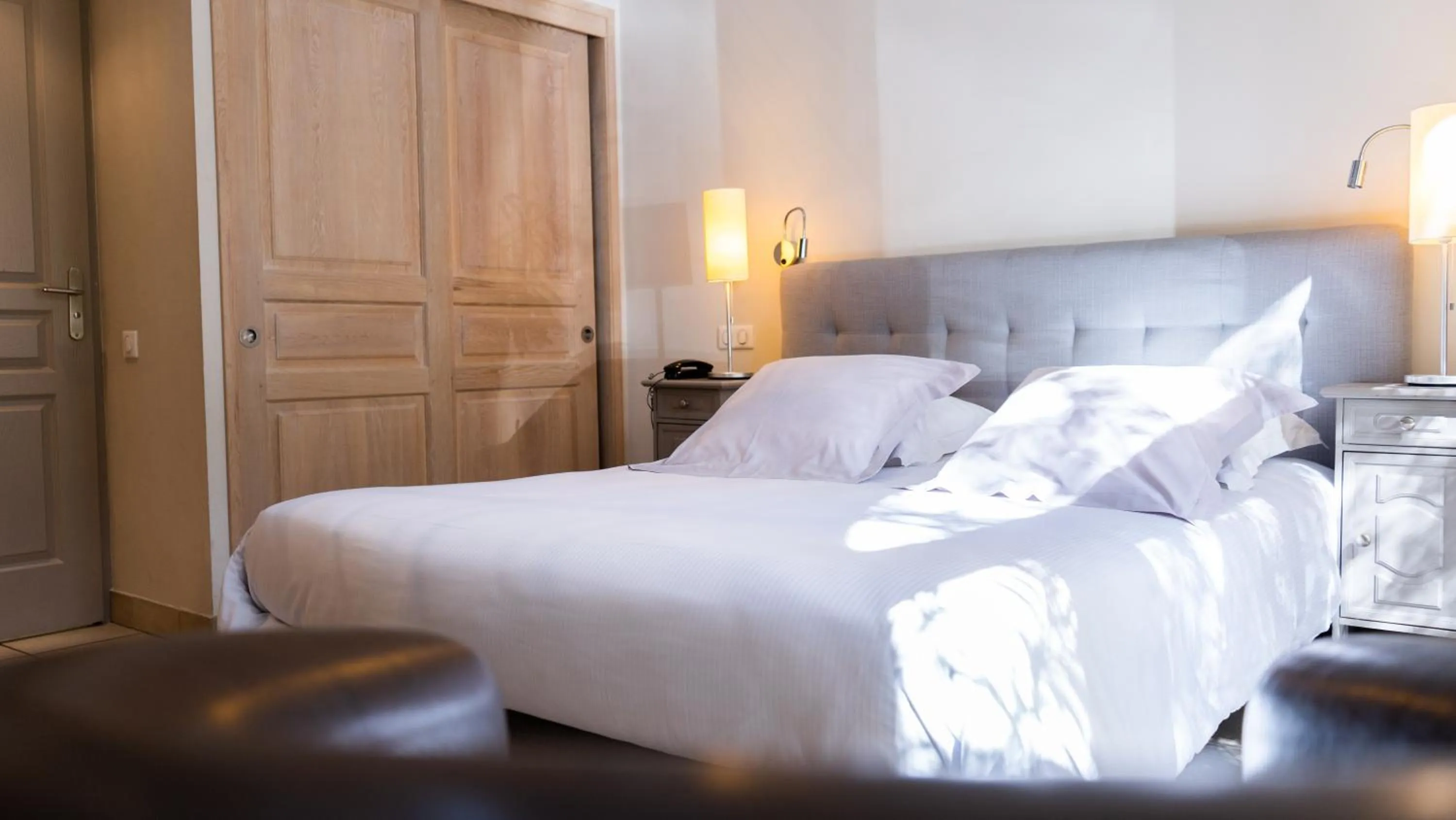 Bedroom, Bed in Logis Hôtel - Restaurant Résidence Les Cèdres