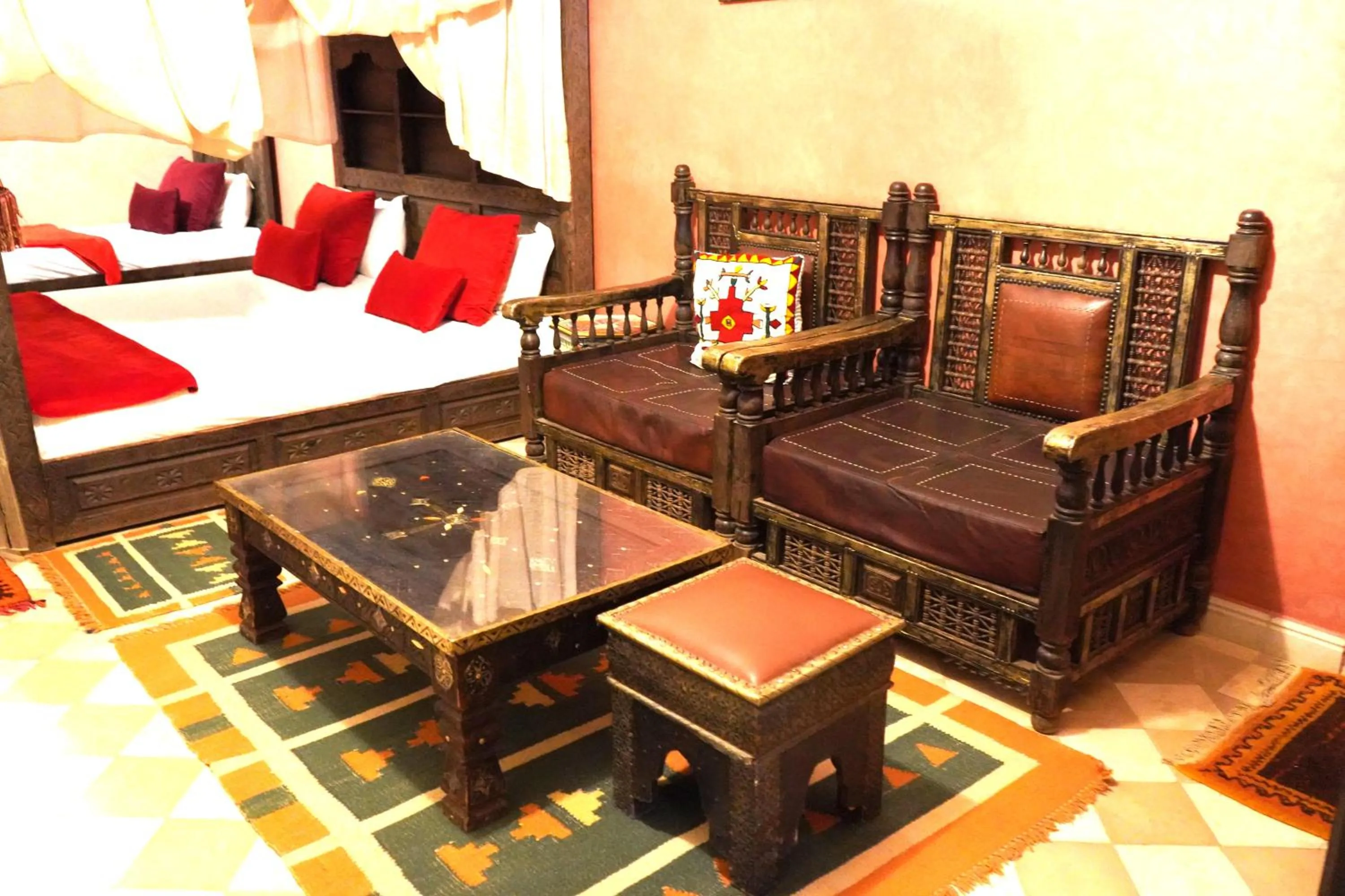 Seating area, Bed in Riad Saida Atlas
