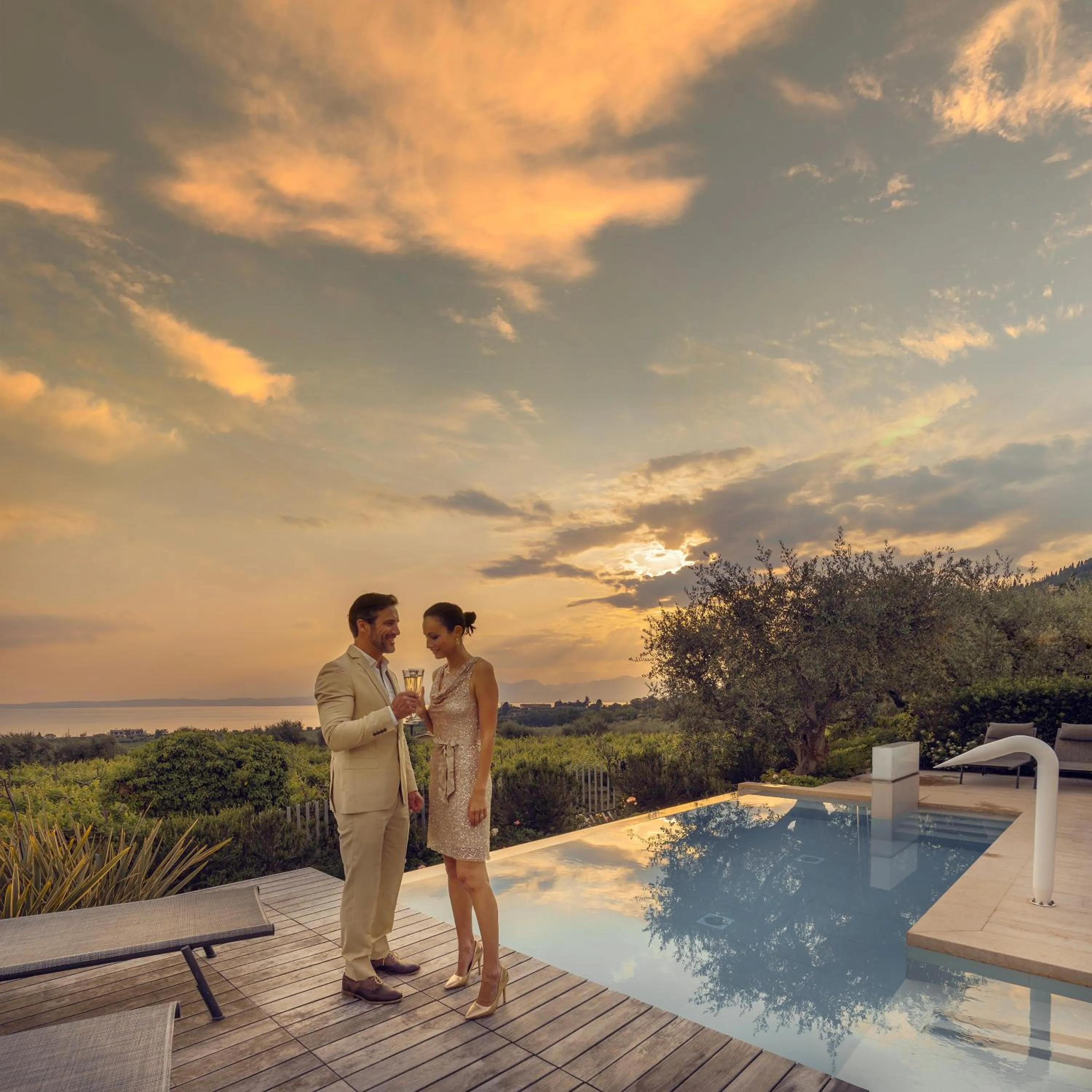 Pool view in San Colombano Suites