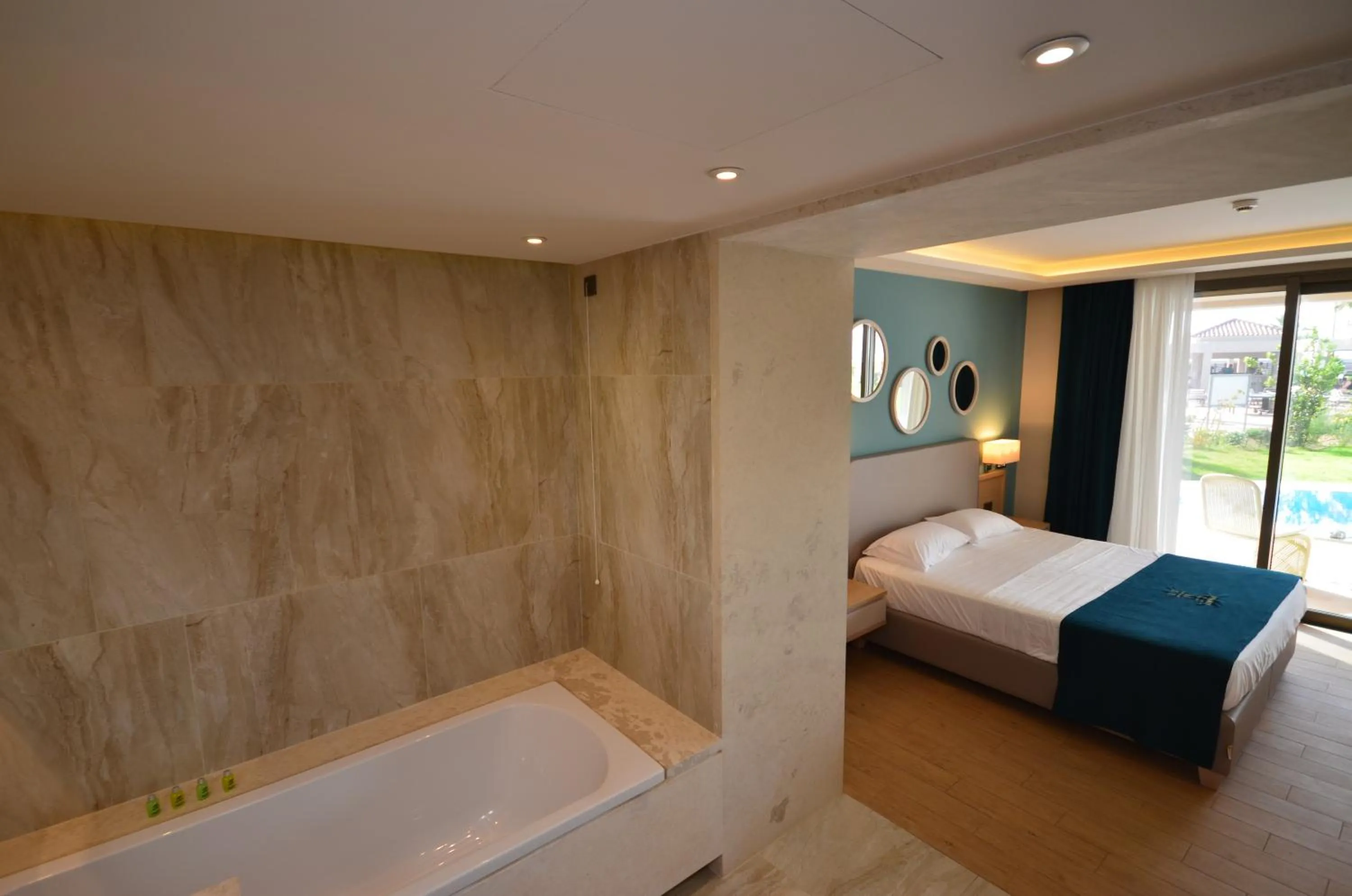 Bathroom, Bed in Almyros Beach