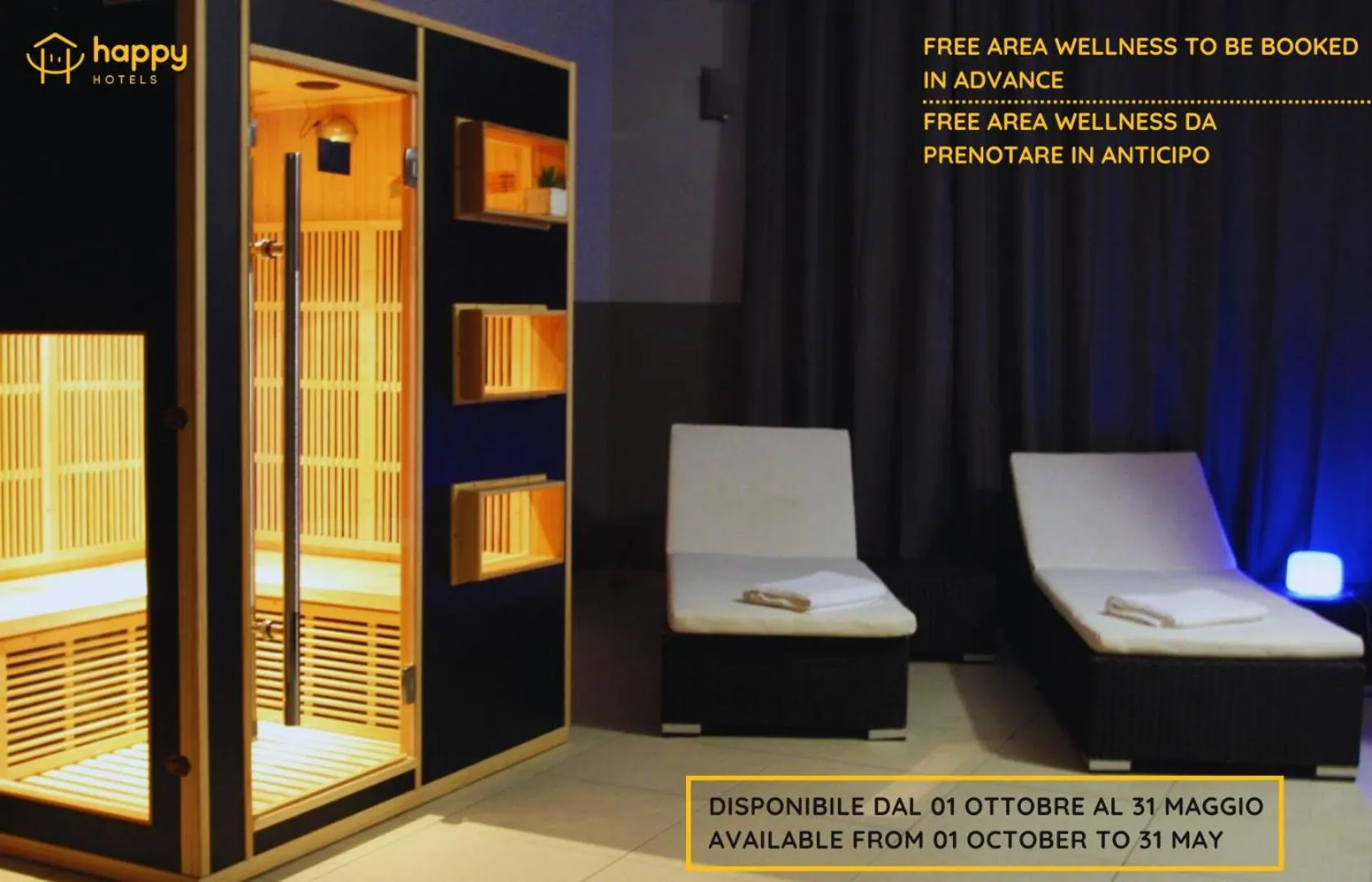 Sauna, Bed in Happy Hotel Atelier Gardone Riviera Centro & Spa