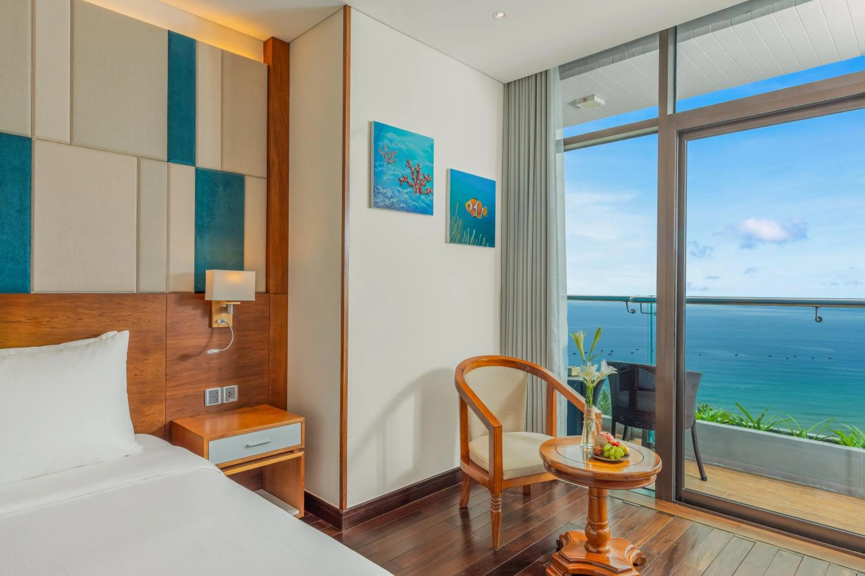 View (from property/room), Bed in Mandila Beach Hotel Danang