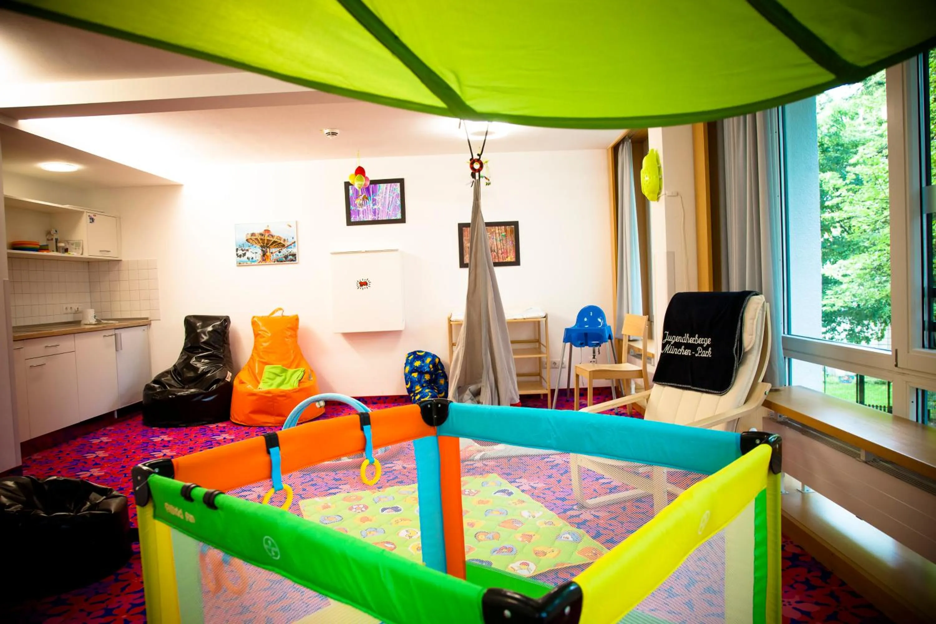 Children play ground in HI Munich Park Youth Hostel